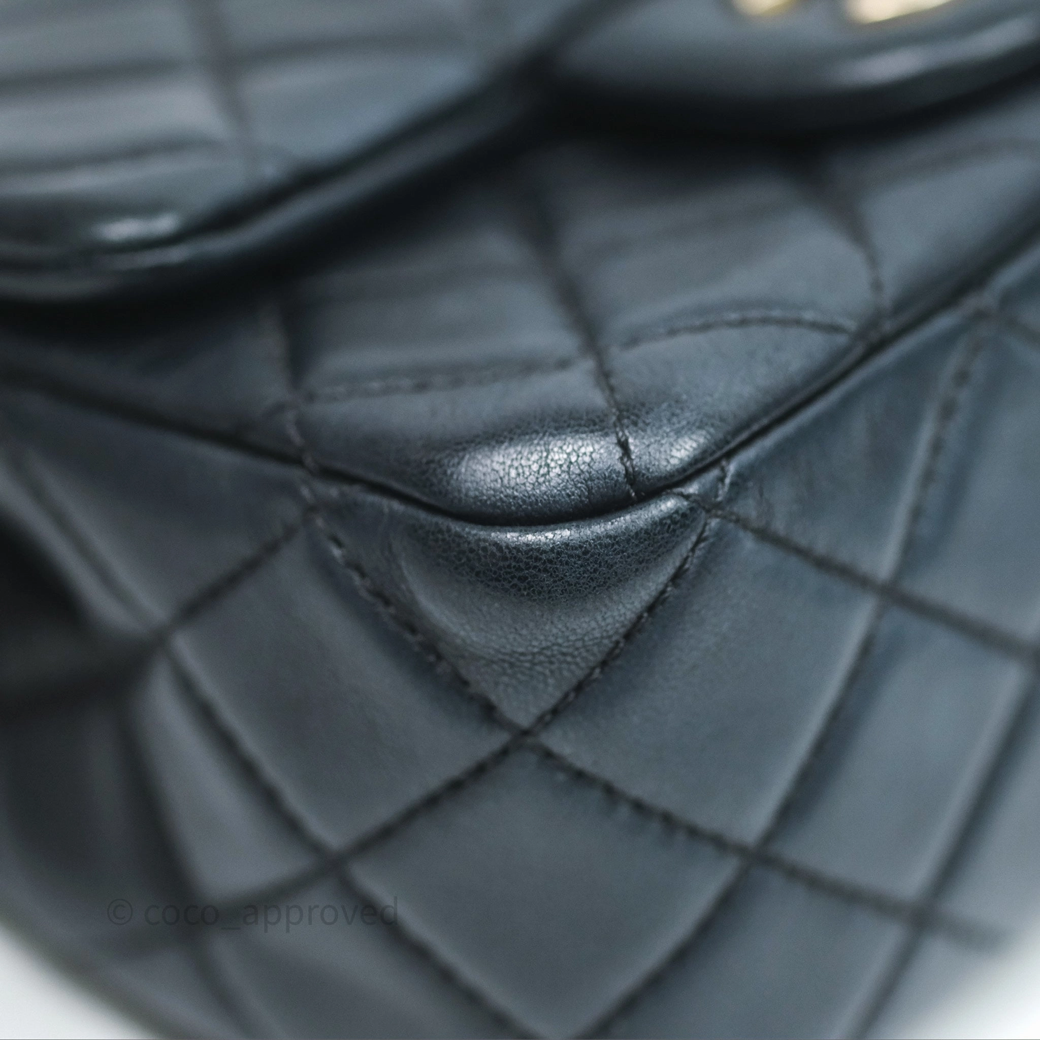 Chanel Pearl Crush Mini Square Quilted Black Lambskin Aged Gold Hardware