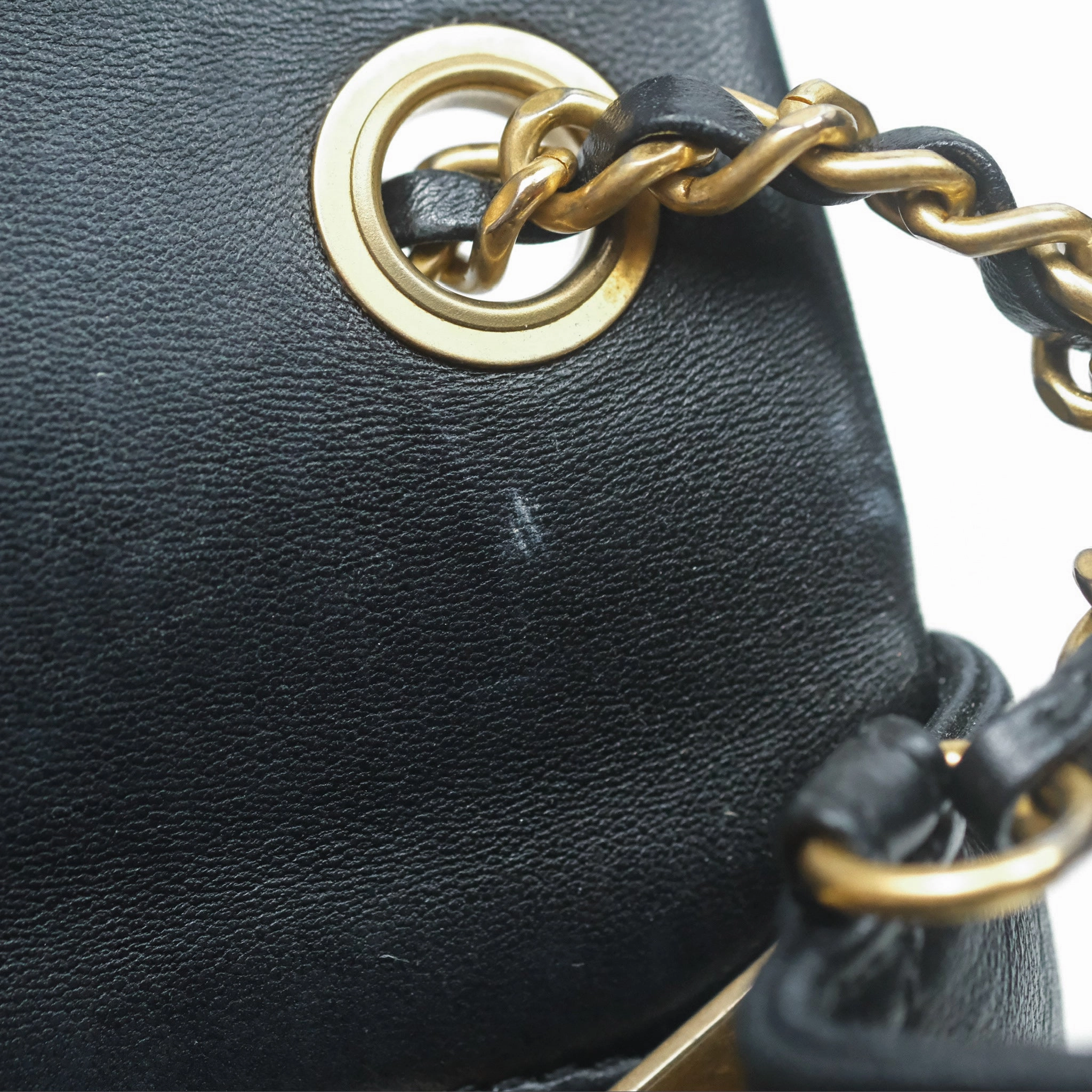 Chanel Pearl Crush Mini Square Quilted Black Lambskin Aged Gold Hardware