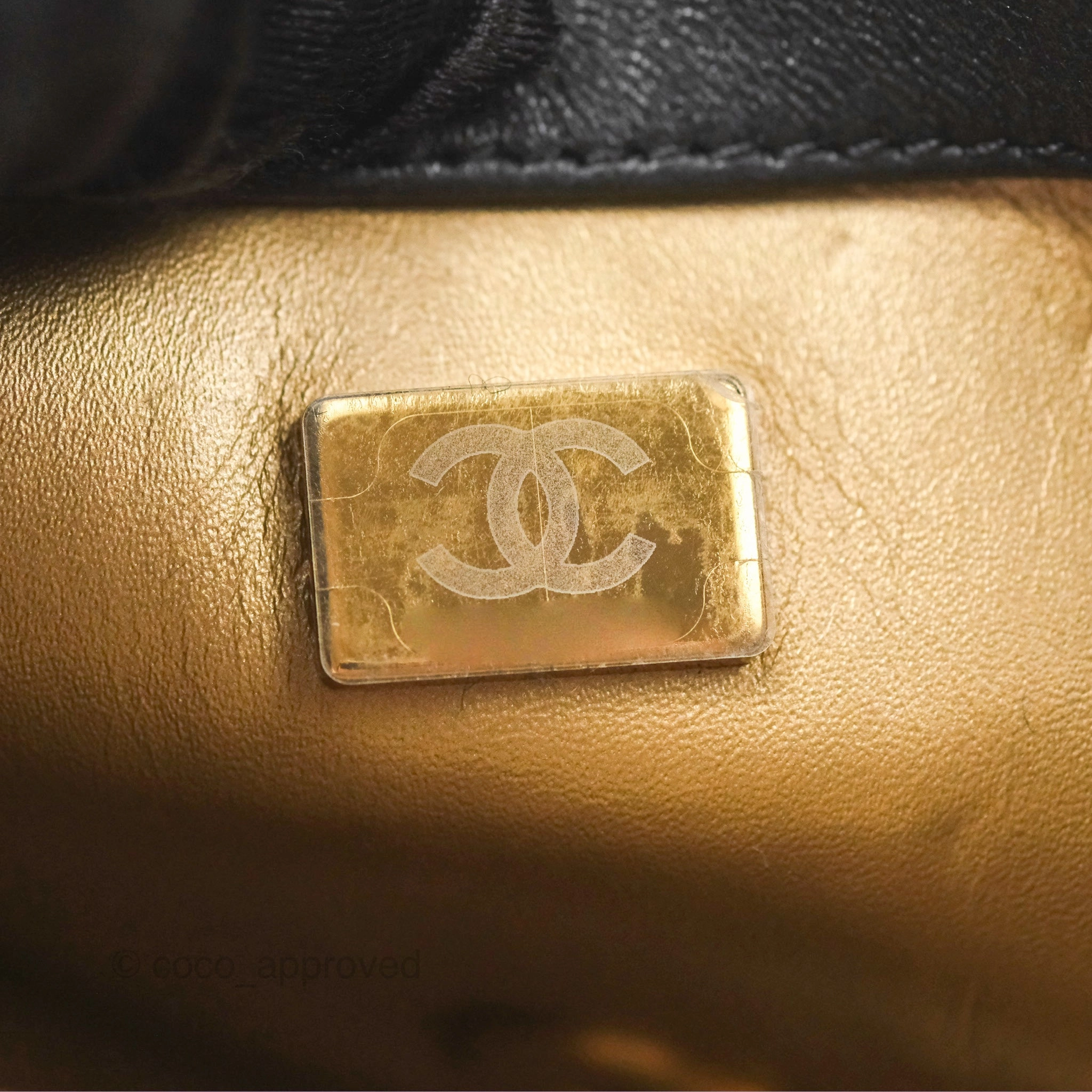 Chanel Pearl Crush Mini Square Quilted Black Lambskin Aged Gold Hardware