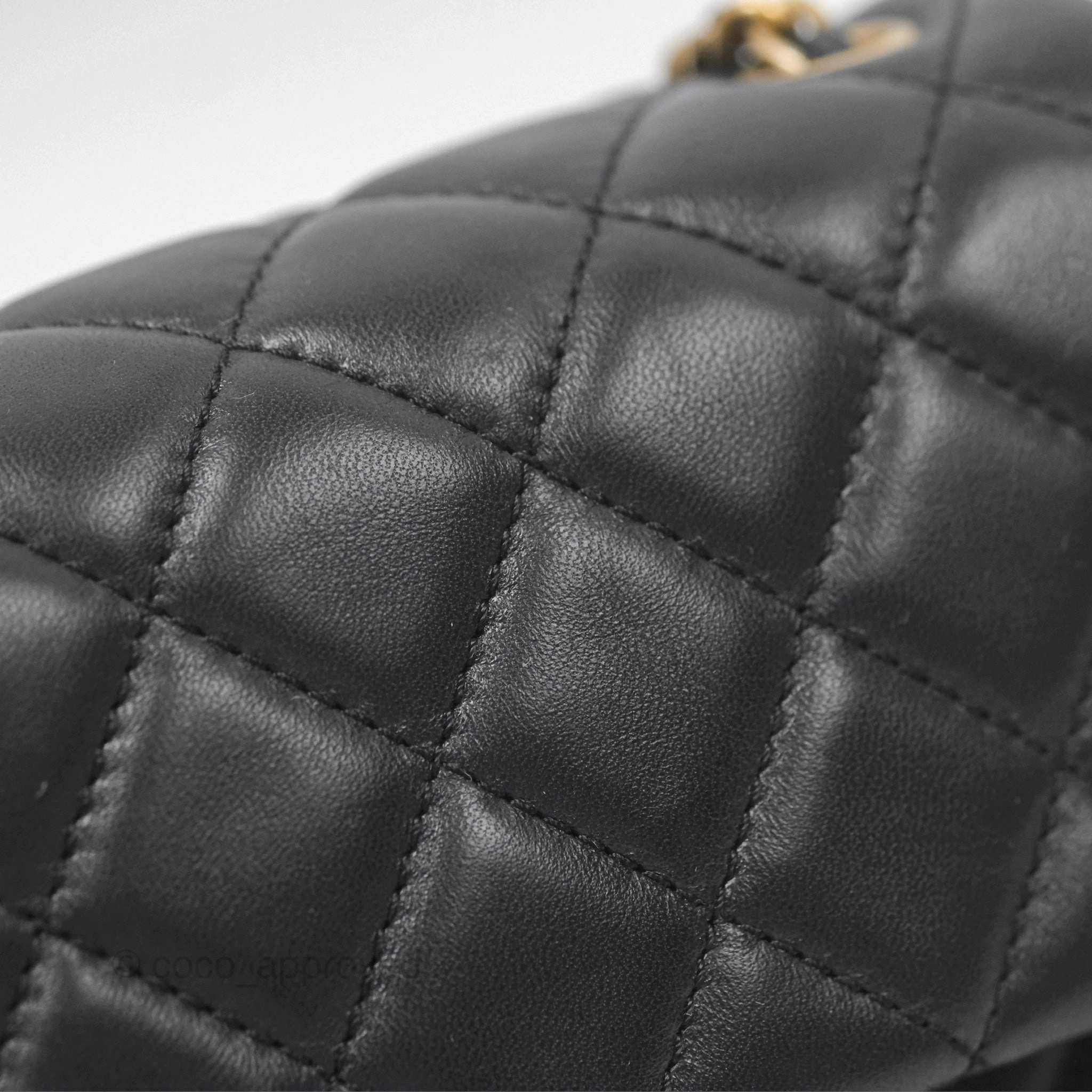Chanel Pearl Crush Mini Square Quilted Black Lambskin Aged Gold Hardware