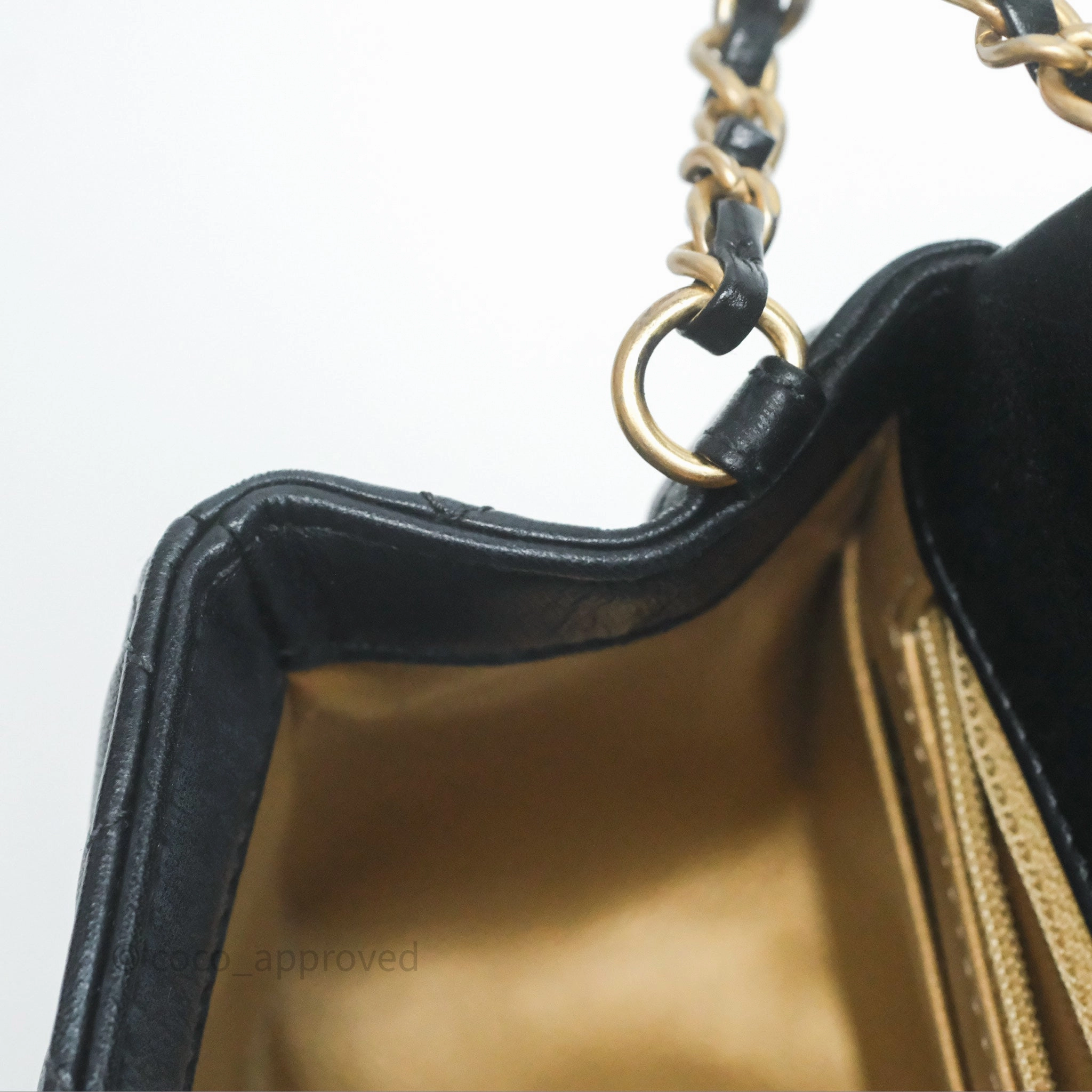 Chanel Pearl Crush Mini Square Quilted Black Lambskin Aged Gold Hardware