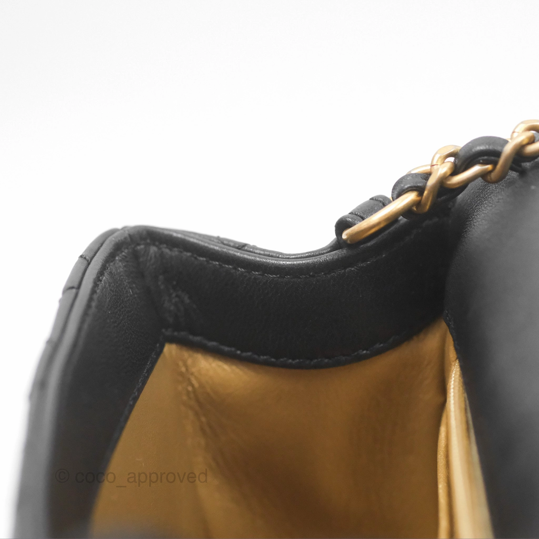 Chanel Pearl Crush Mini Square Quilted Black Lambskin Aged Gold Hardware