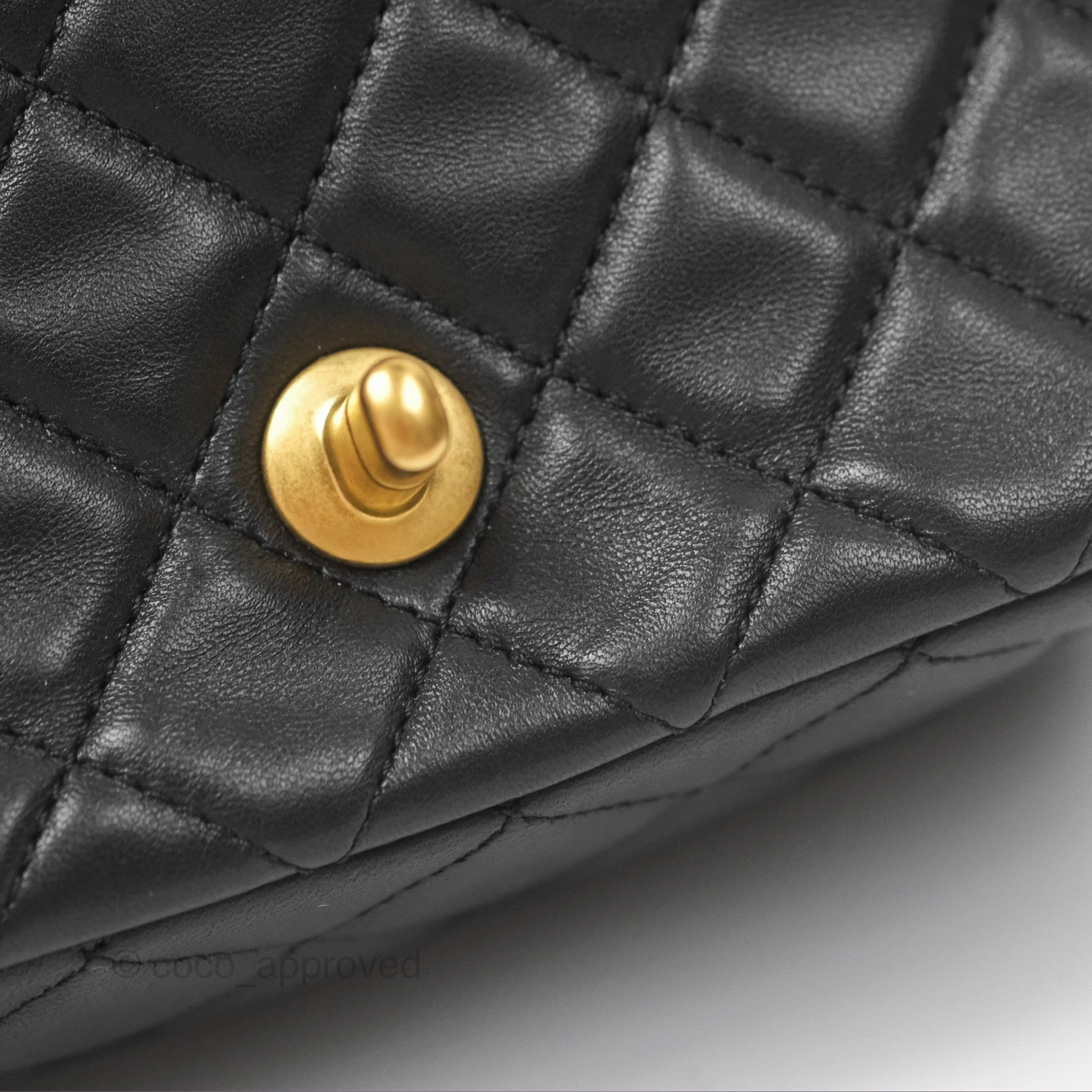 Chanel Pearl Crush Mini Square Quilted Black Lambskin Aged Gold Hardware