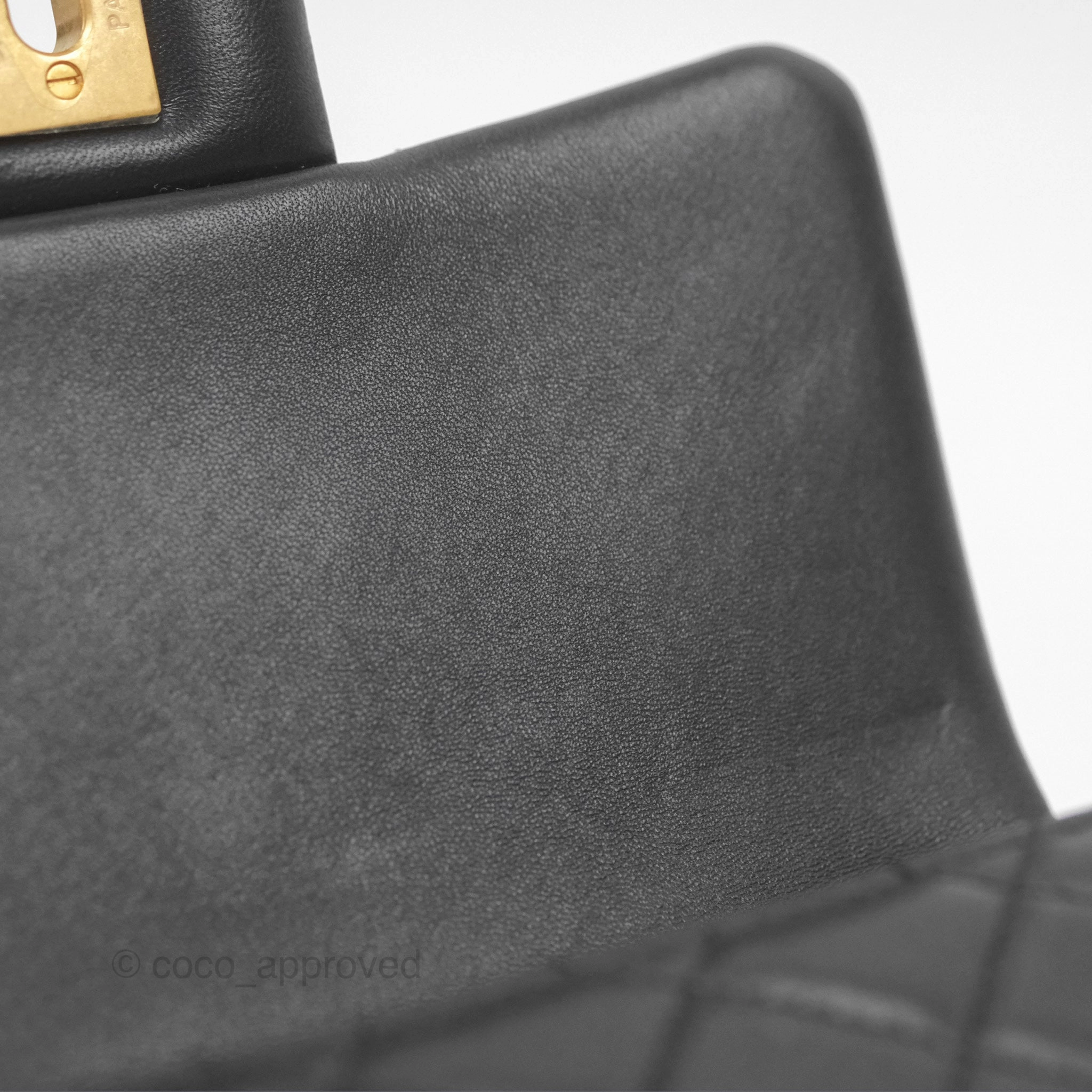 Chanel Pearl Crush Mini Square Quilted Black Lambskin Aged Gold Hardware