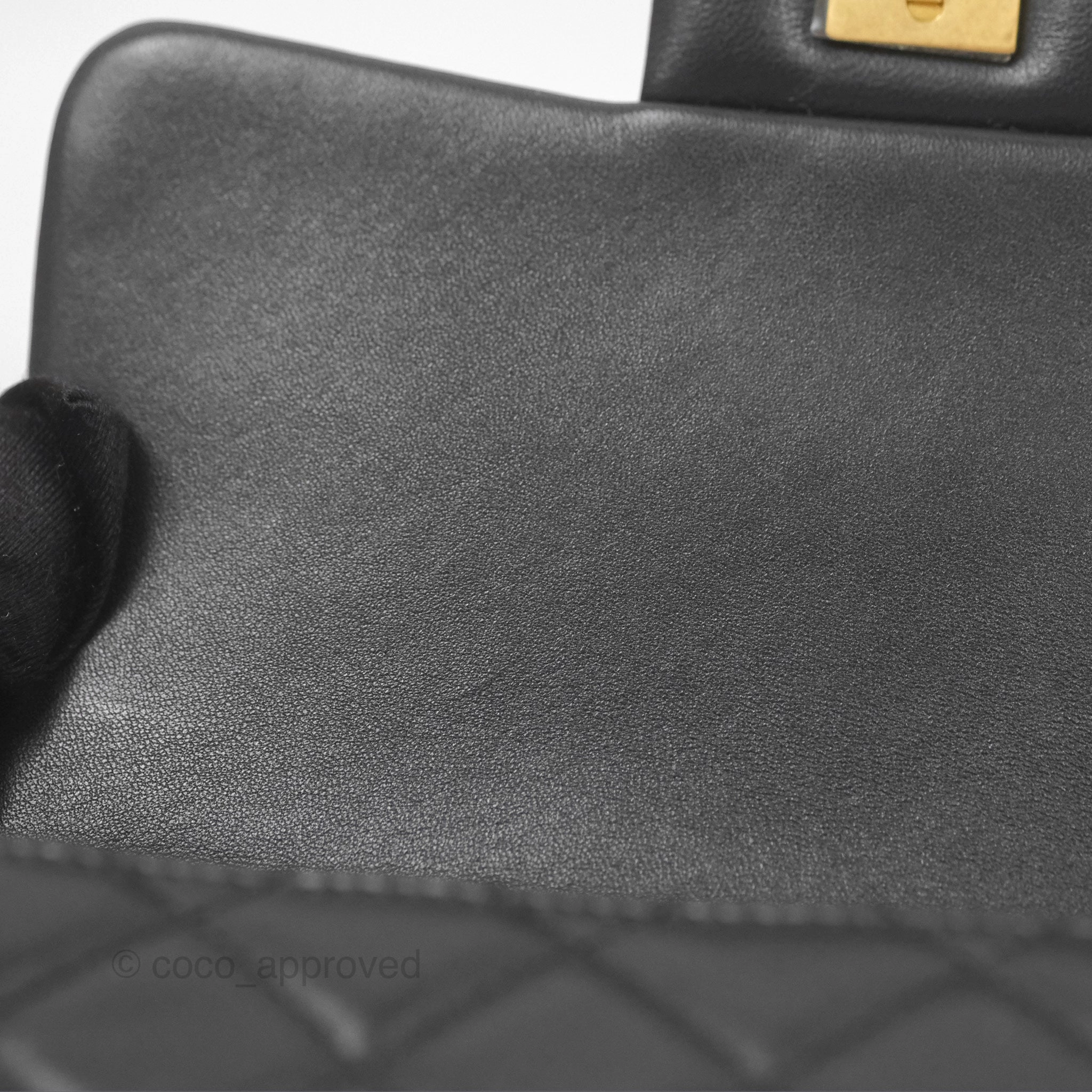 Chanel Pearl Crush Mini Square Quilted Black Lambskin Aged Gold Hardware
