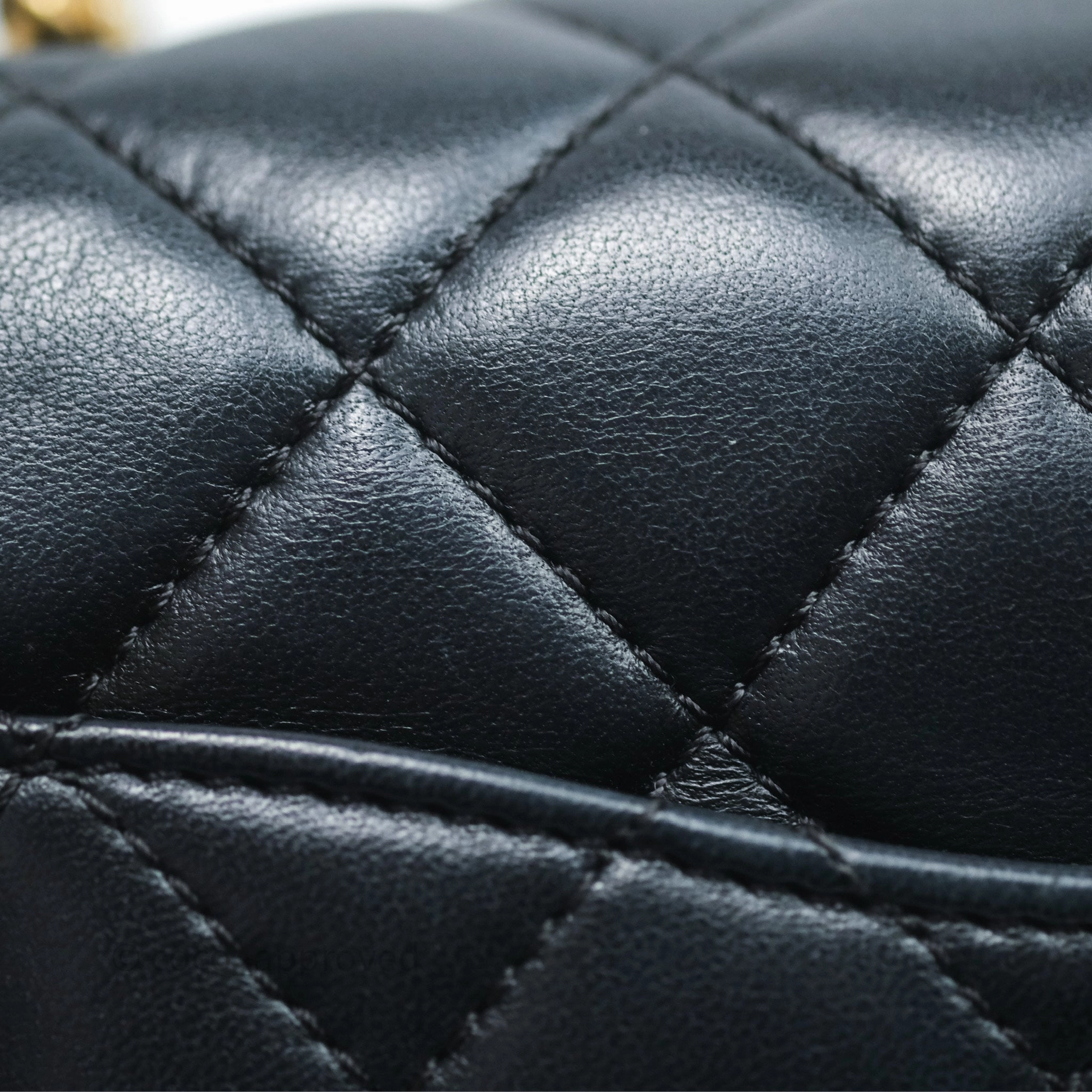 Chanel Pearl Crush Mini Square Quilted Black Lambskin Aged Gold Hardware