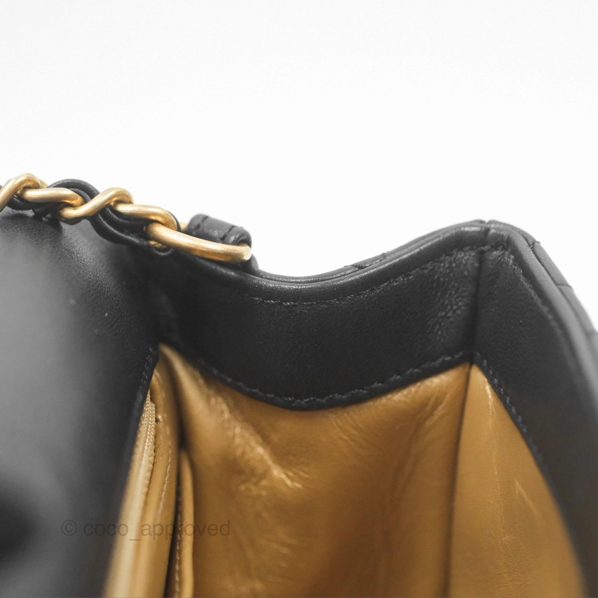 Chanel Pearl Crush Mini Square Quilted Black Lambskin Aged Gold Hardware