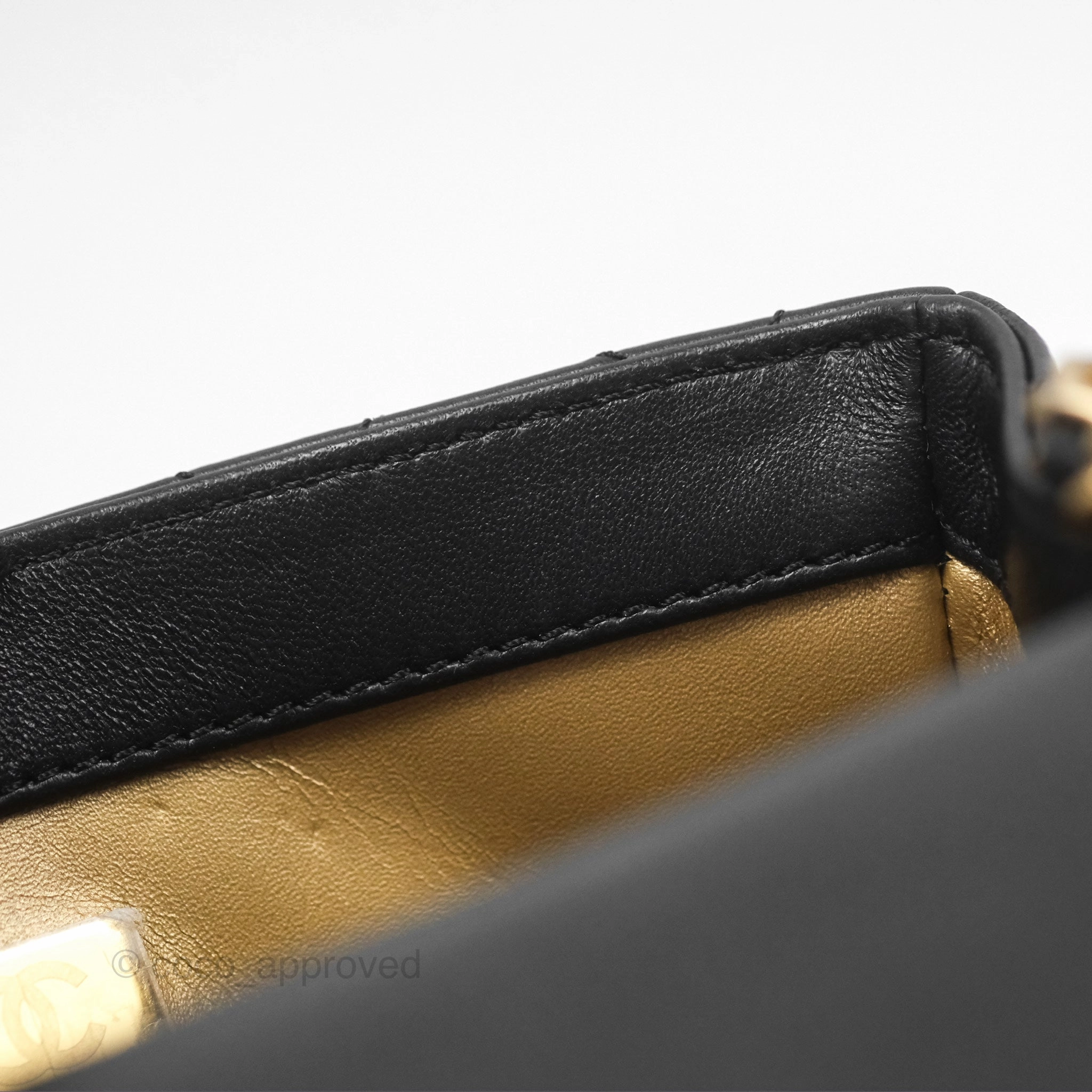 Chanel Pearl Crush Mini Square Quilted Black Lambskin Aged Gold Hardware