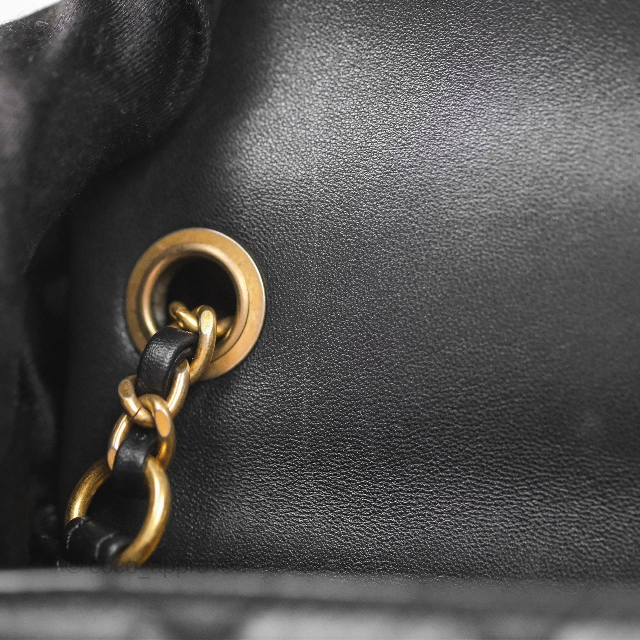 Chanel Pearl Crush Mini Square Quilted Black Lambskin Aged Gold Hardware