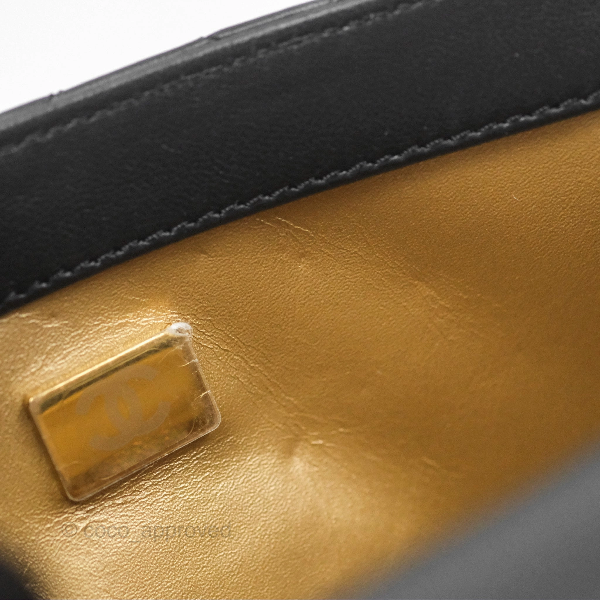 Chanel Pearl Crush Mini Square Quilted Black Lambskin Aged Gold Hardware