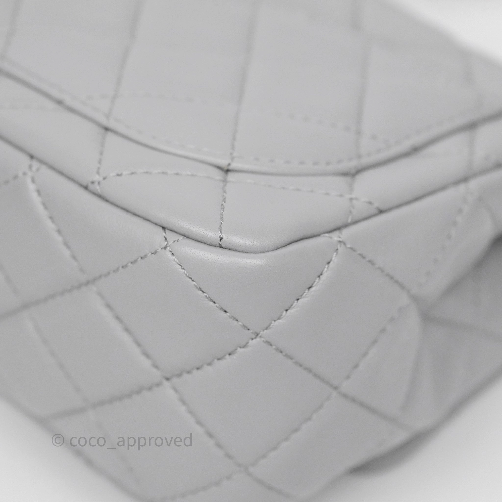 Chanel Pearl Crush Mini Square Quilted Grey Lambskin Aged Gold Hardware