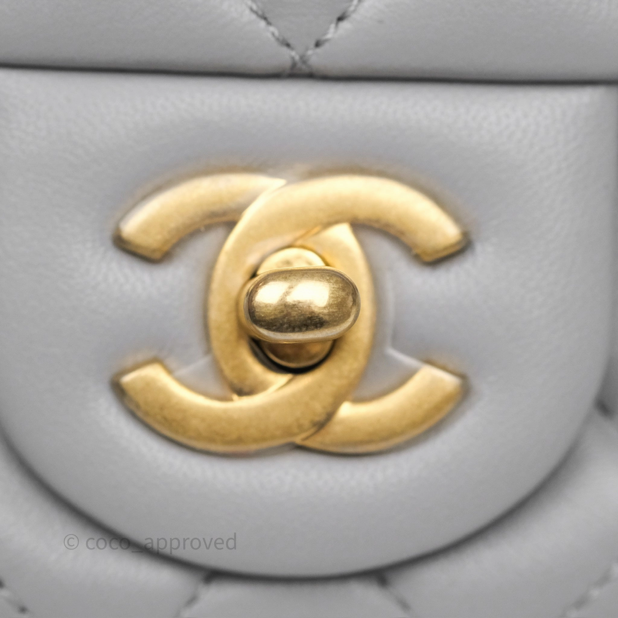 Chanel Pearl Crush Mini Square Quilted Grey Lambskin Aged Gold Hardware