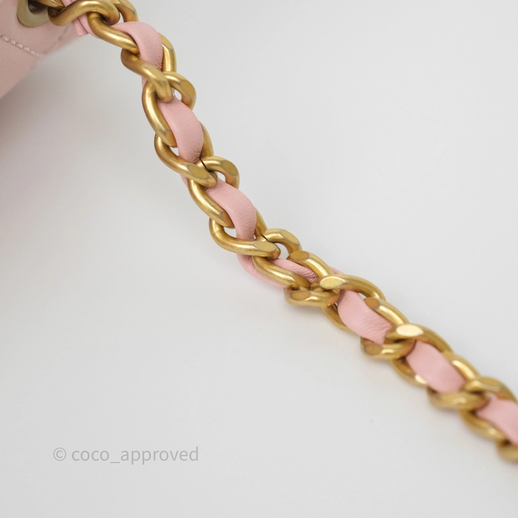 Chanel Pearl Crush Mini Square Quilted Light Pink Lambskin Aged Gold Hardware