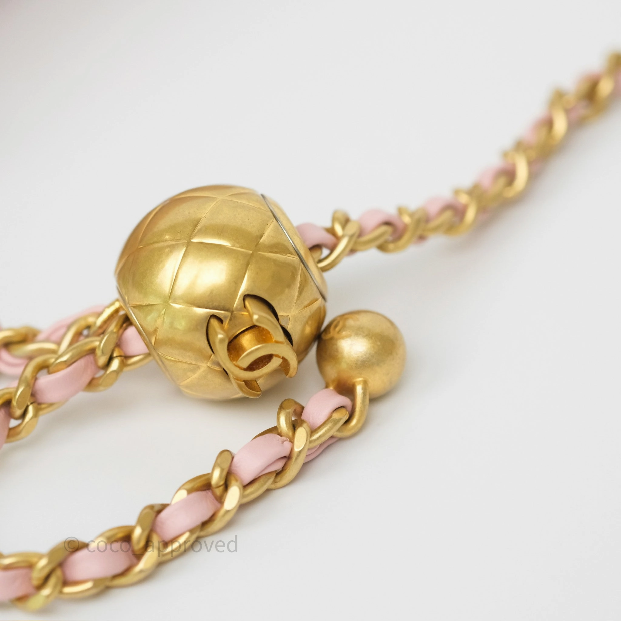 Chanel Pearl Crush Mini Square Quilted Light Pink Lambskin Aged Gold Hardware