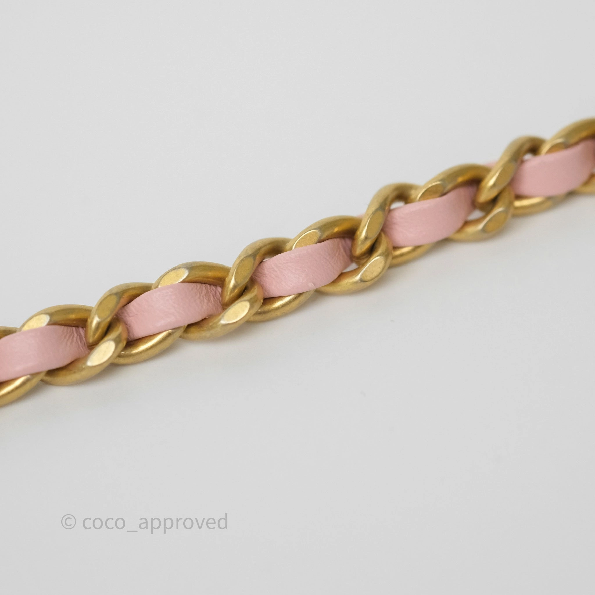 Chanel Pearl Crush Mini Square Quilted Light Pink Lambskin Aged Gold Hardware
