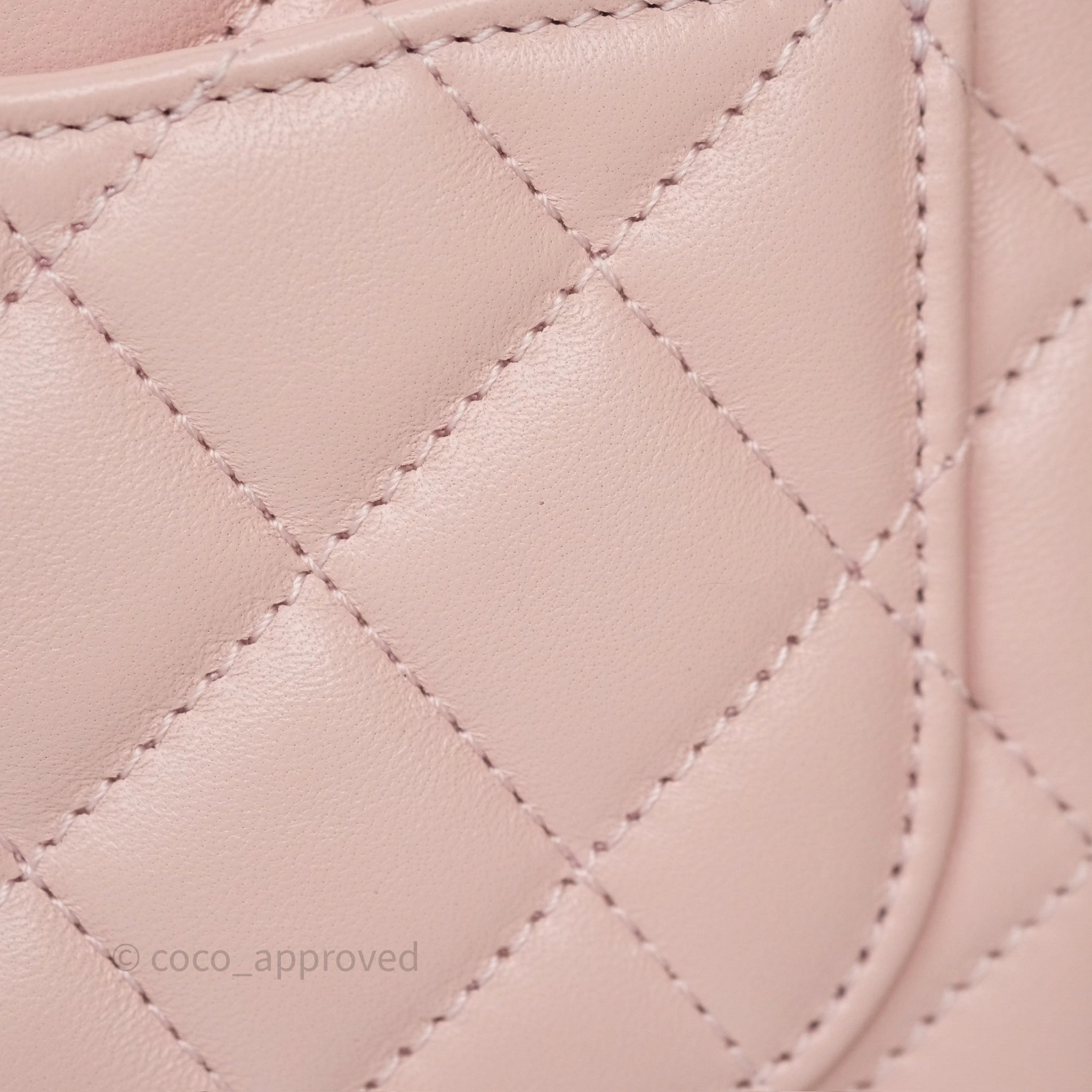 Chanel Pearl Crush Mini Square Quilted Light Pink Lambskin Aged Gold Hardware