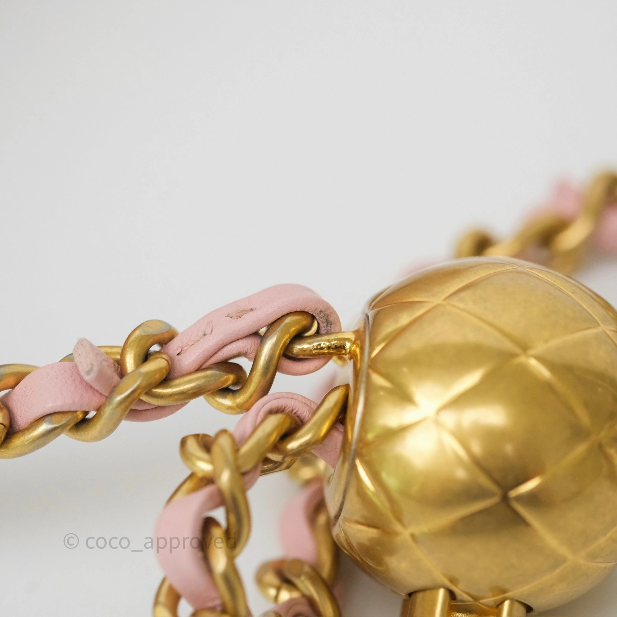 Chanel Pearl Crush Mini Square Quilted Light Pink Lambskin Aged Gold Hardware
