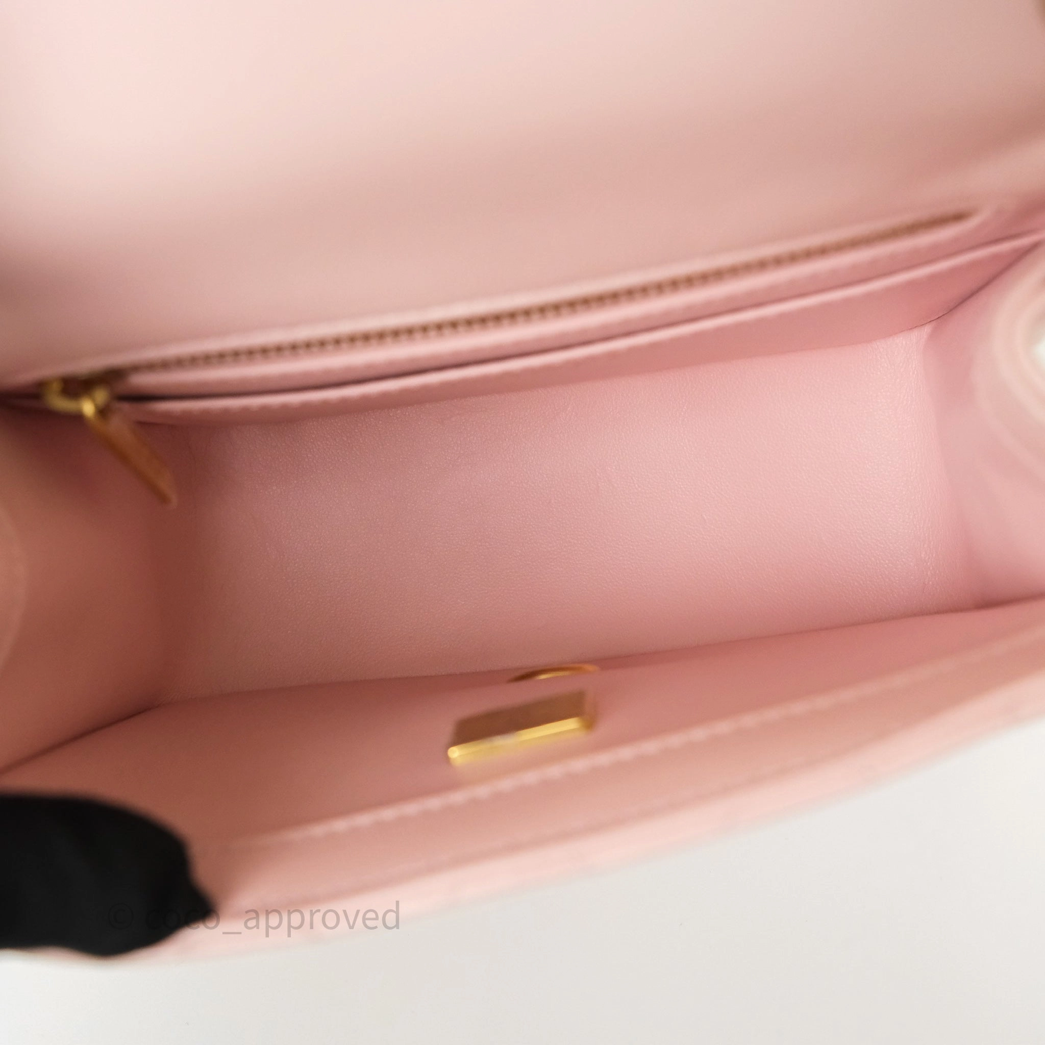 Chanel Pearl Crush Mini Square Quilted Light Pink Lambskin Aged Gold Hardware