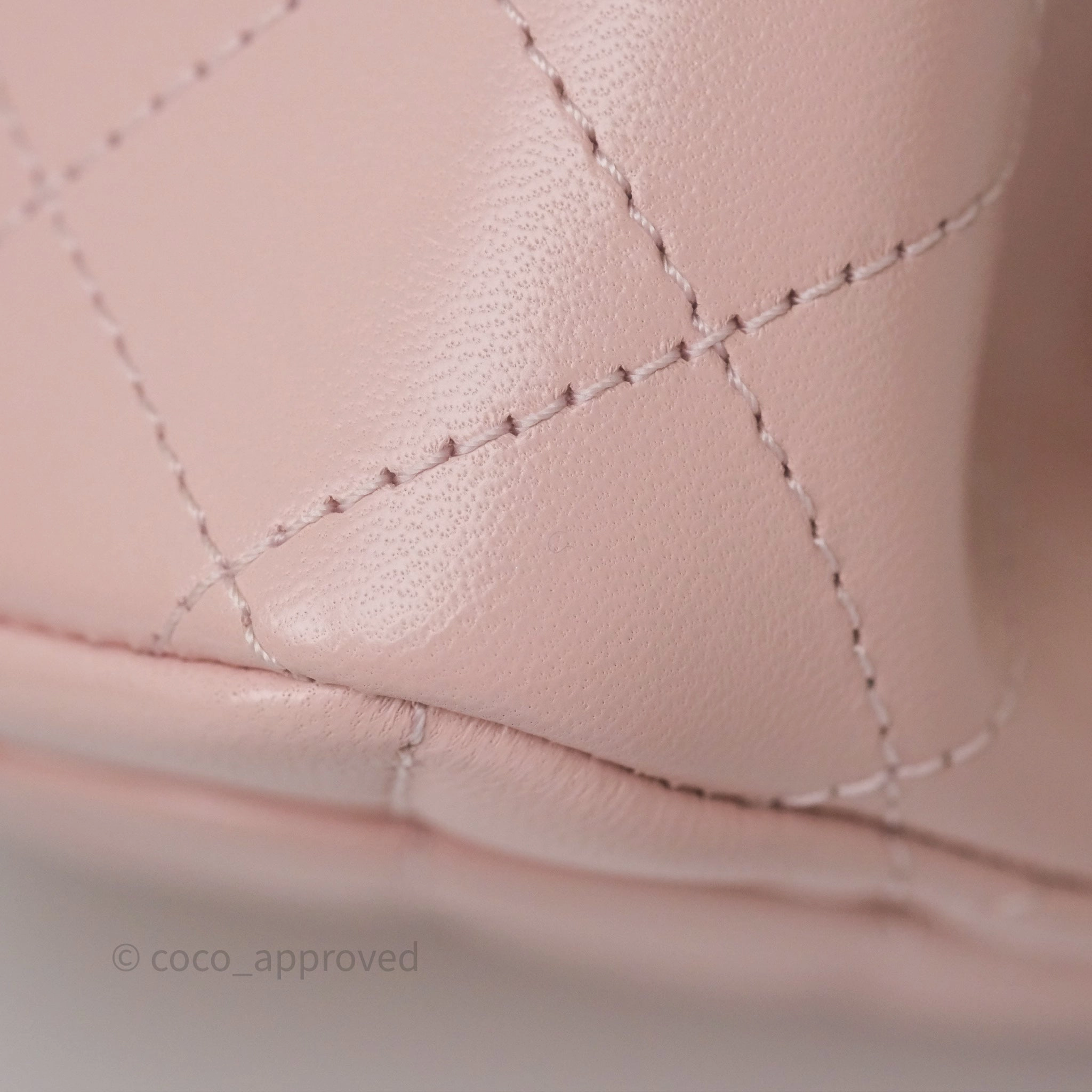 Chanel Pearl Crush Mini Square Quilted Light Pink Lambskin Aged Gold Hardware