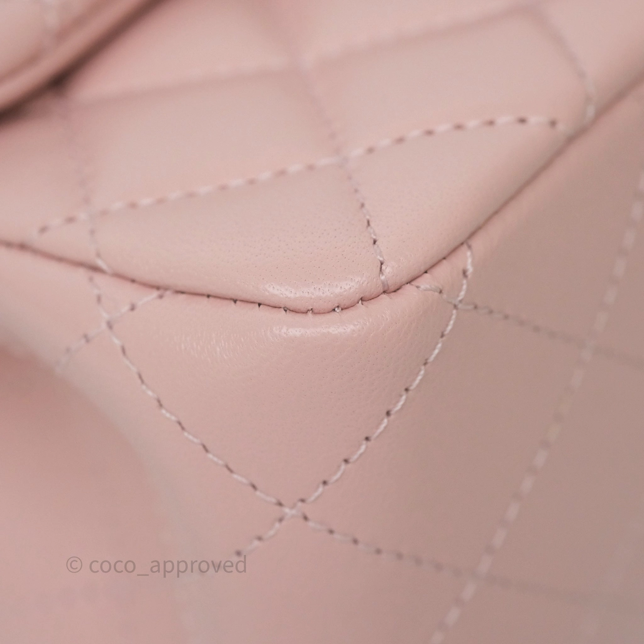 Chanel Pearl Crush Mini Square Quilted Light Pink Lambskin Aged Gold Hardware