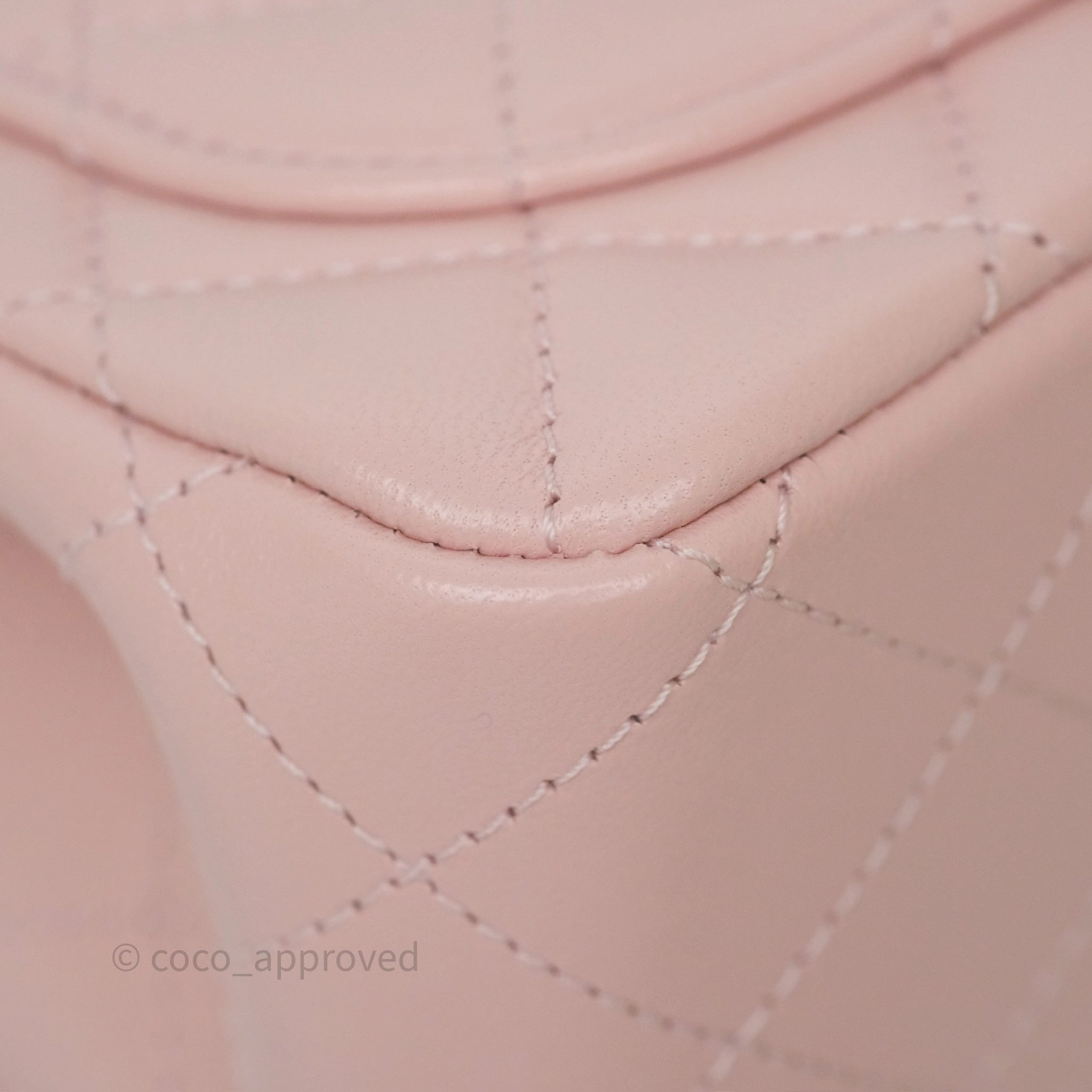 Chanel Pearl Crush Mini Square Quilted Light Pink Lambskin Aged Gold Hardware