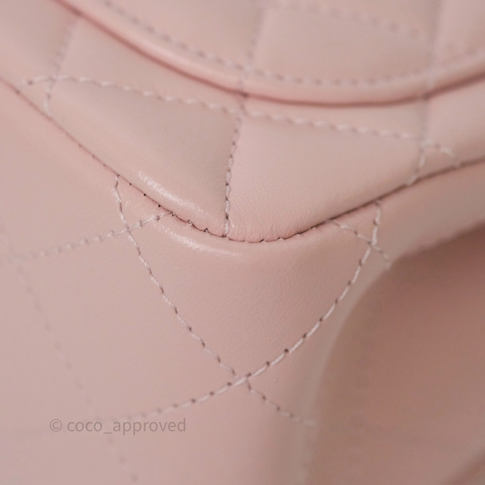 Chanel Pearl Crush Mini Square Quilted Light Pink Lambskin Aged Gold Hardware