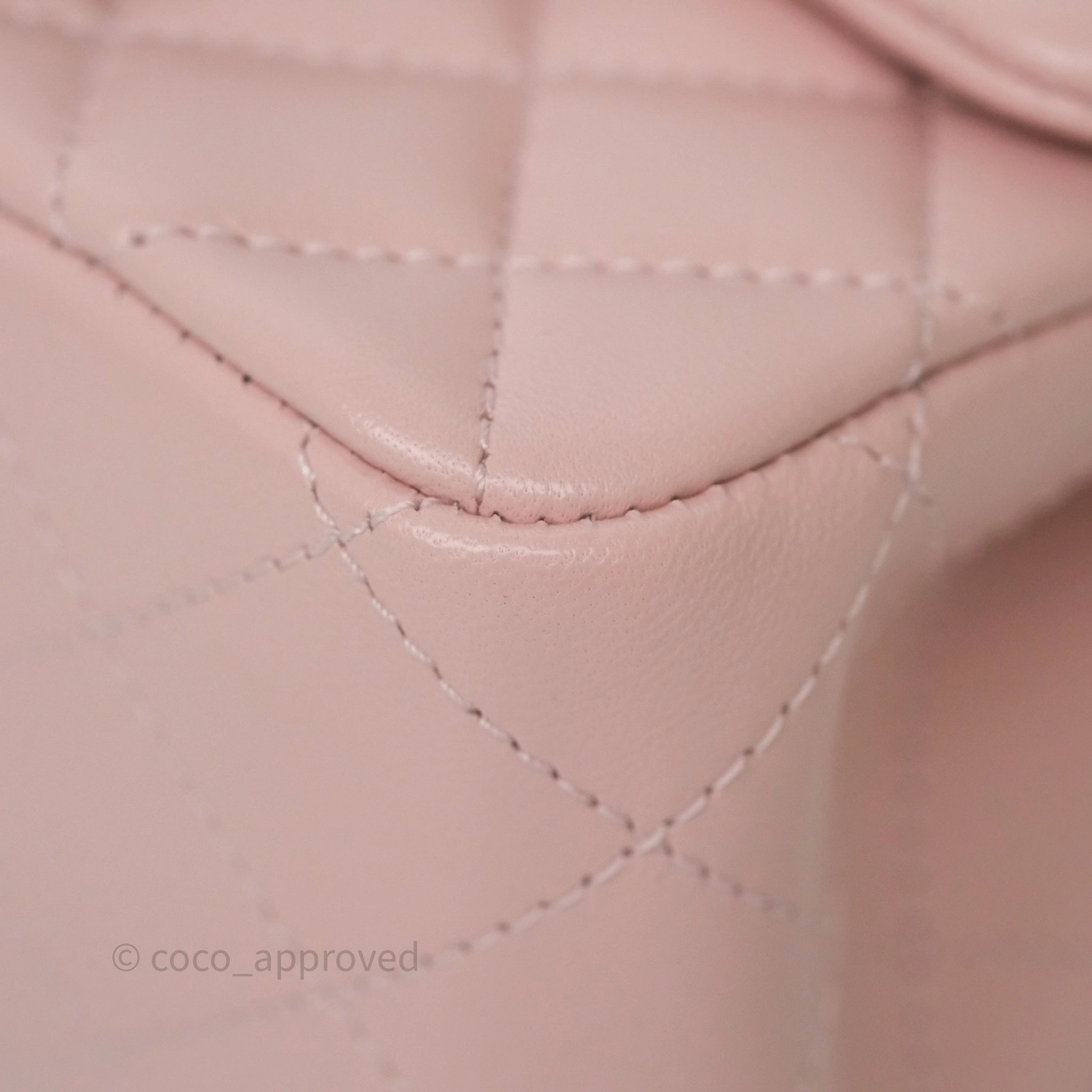Chanel Pearl Crush Mini Square Quilted Light Pink Lambskin Aged Gold Hardware