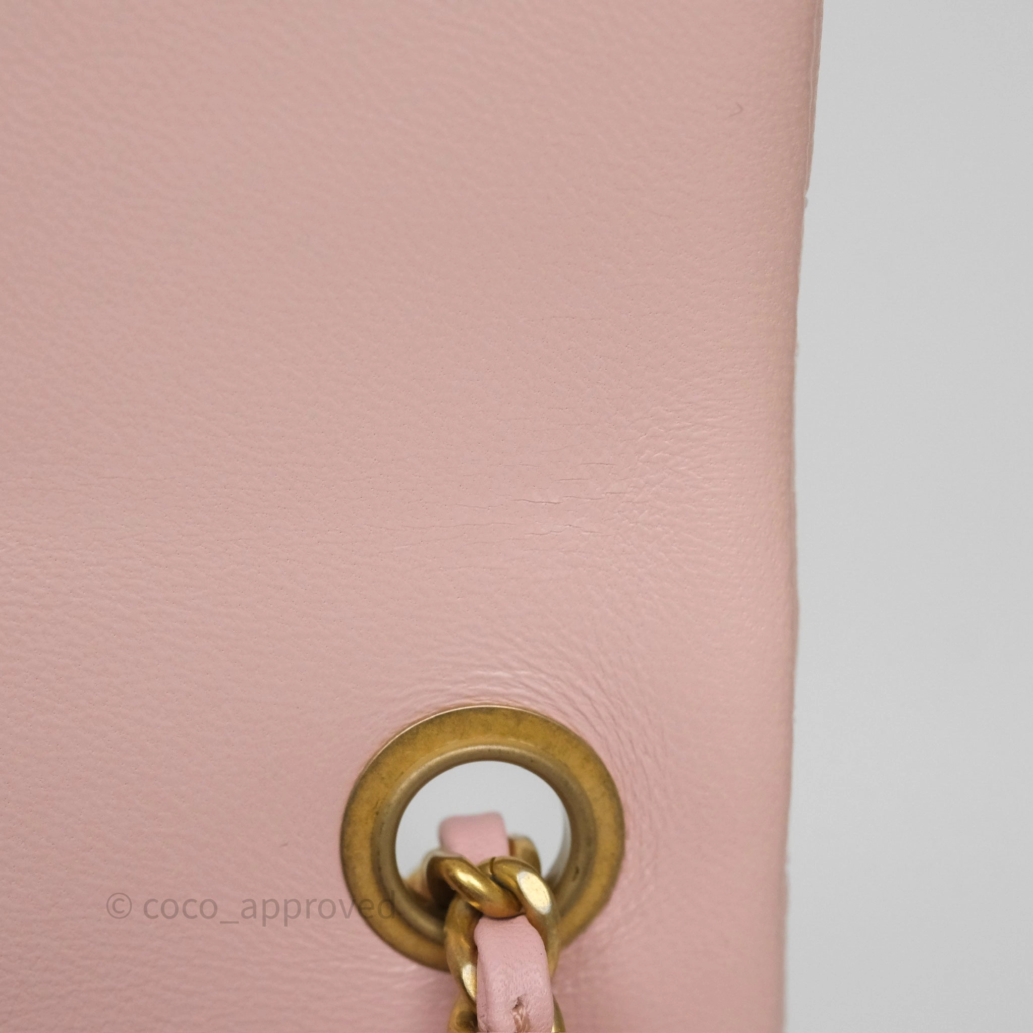 Chanel Pearl Crush Mini Square Quilted Light Pink Lambskin Aged Gold Hardware