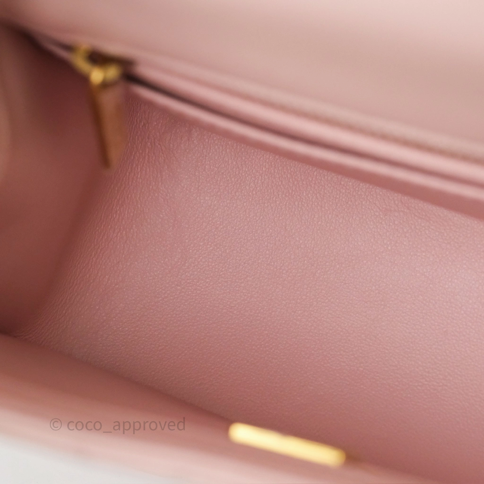 Chanel Pearl Crush Mini Square Quilted Light Pink Lambskin Aged Gold Hardware