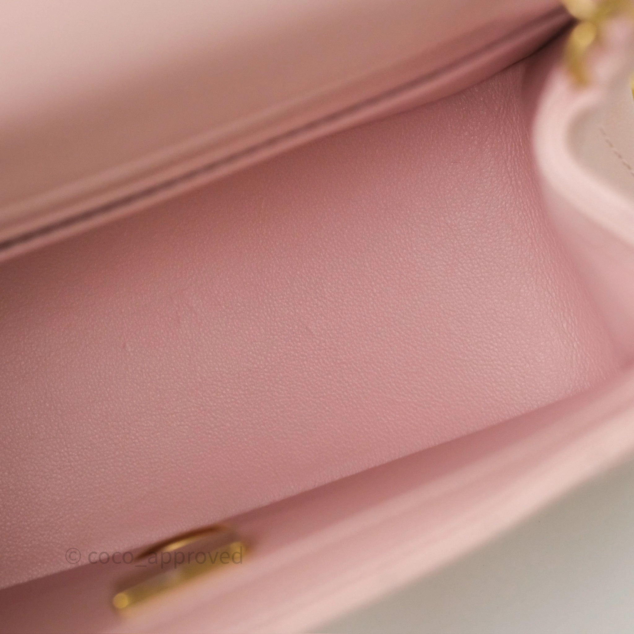 Chanel Pearl Crush Mini Square Quilted Light Pink Lambskin Aged Gold Hardware