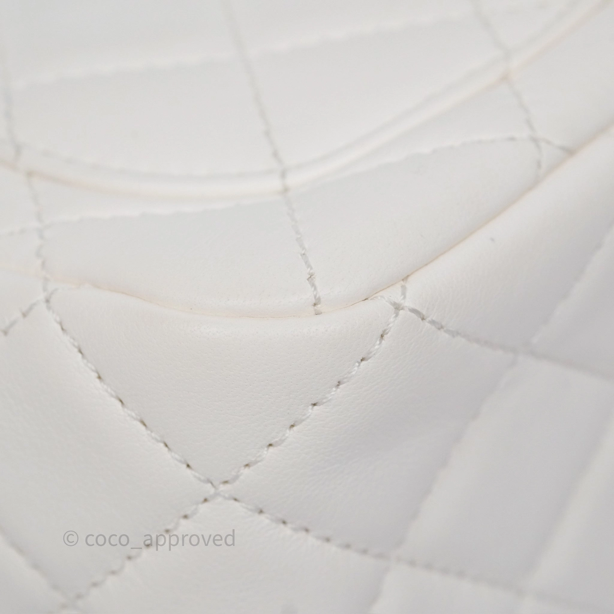 Chanel Pearl Crush Mini Square Quilted White Lambskin Aged Gold Hardware