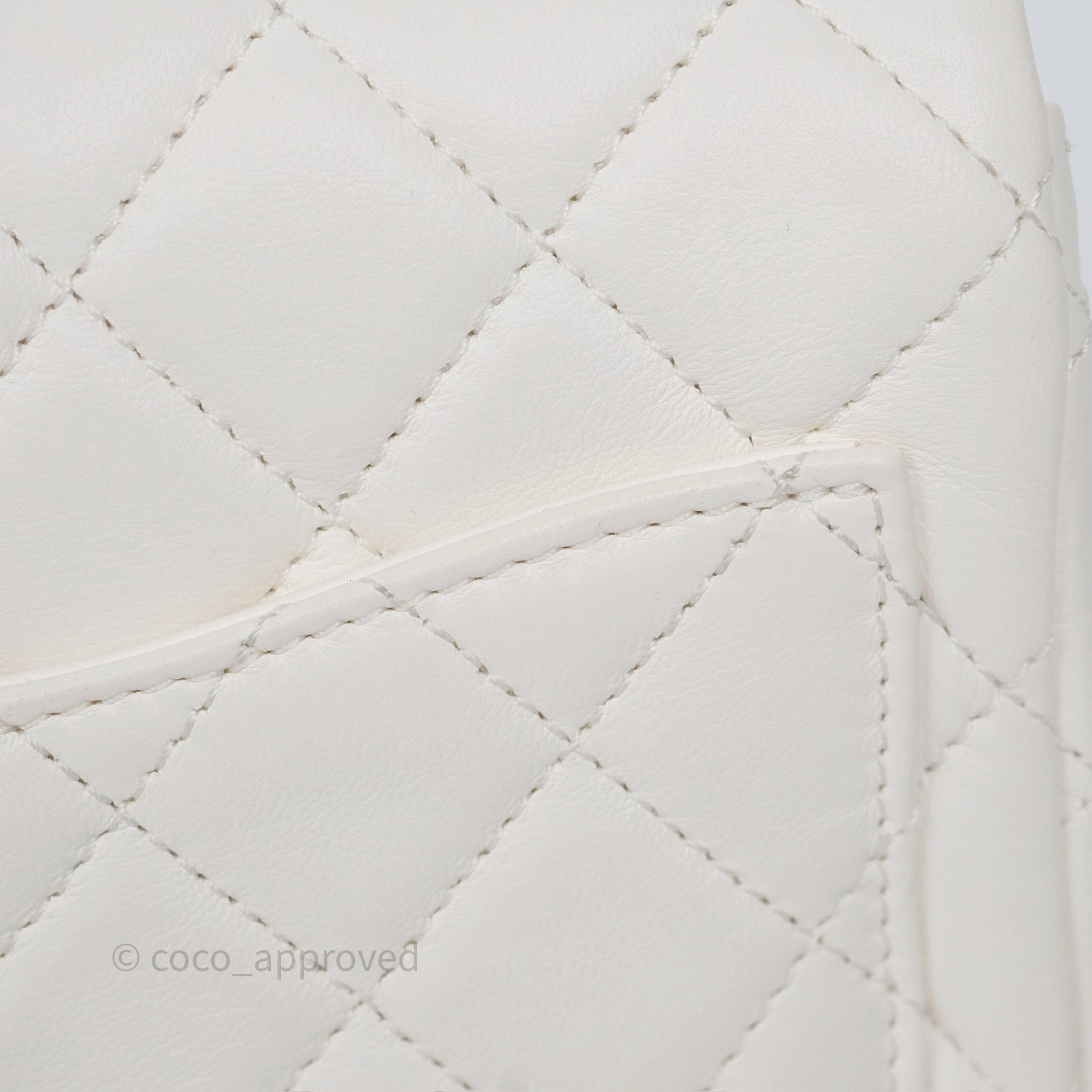 Chanel Pearl Crush Mini Square Quilted White Lambskin Aged Gold Hardware