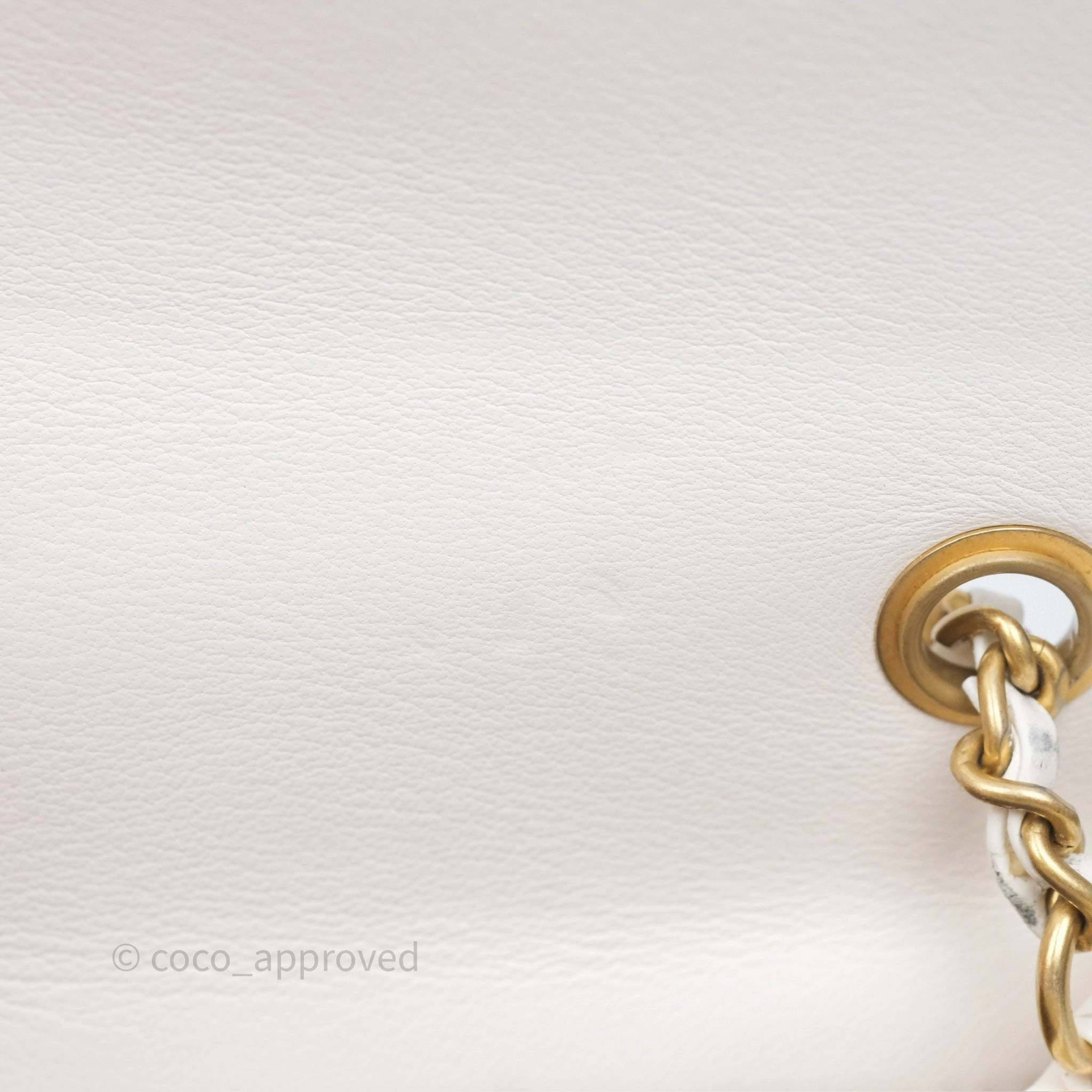 Chanel Pearl Crush Mini Square Quilted White Lambskin Aged Gold Hardware