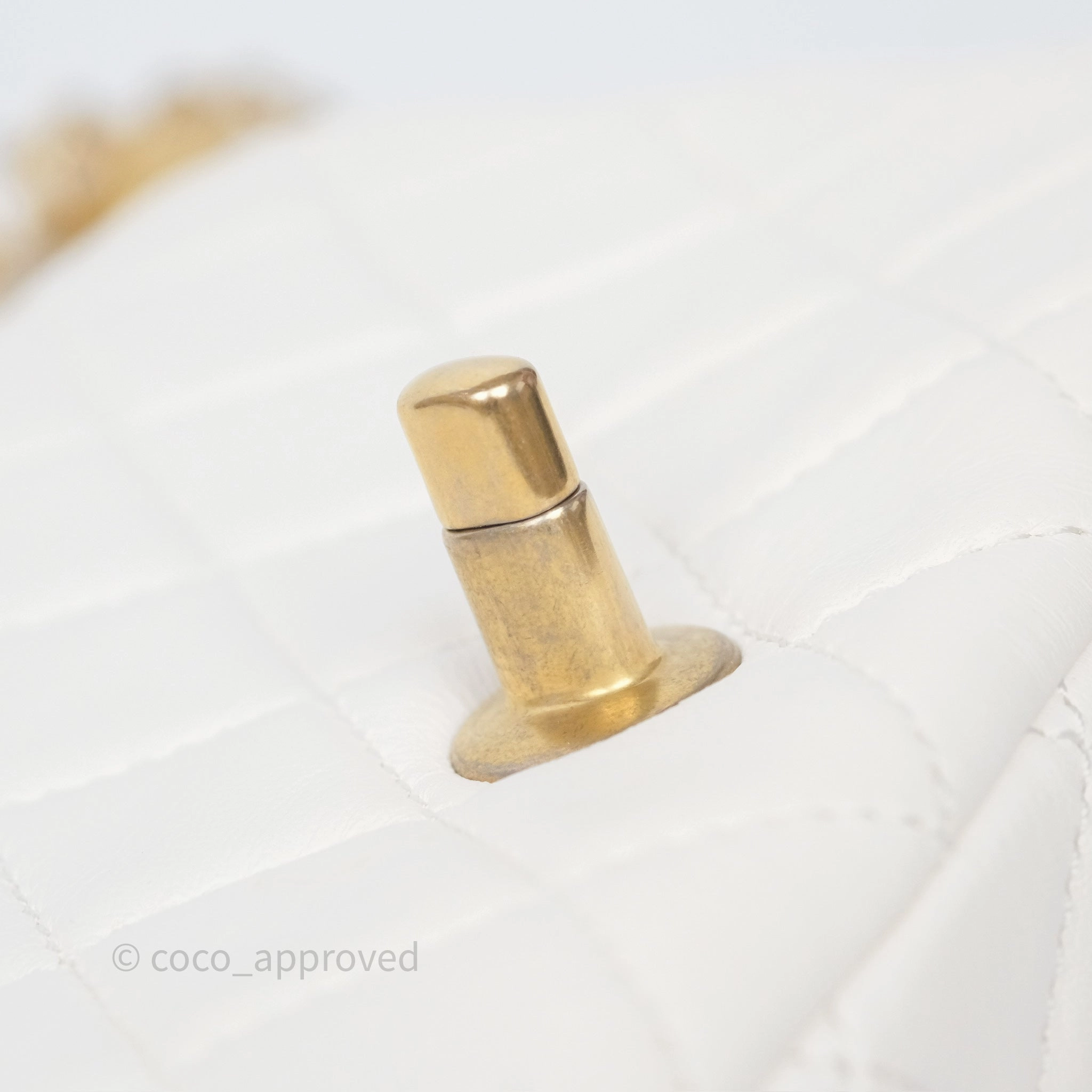 Chanel Pearl Crush Mini Square Quilted White Lambskin Aged Gold Hardware