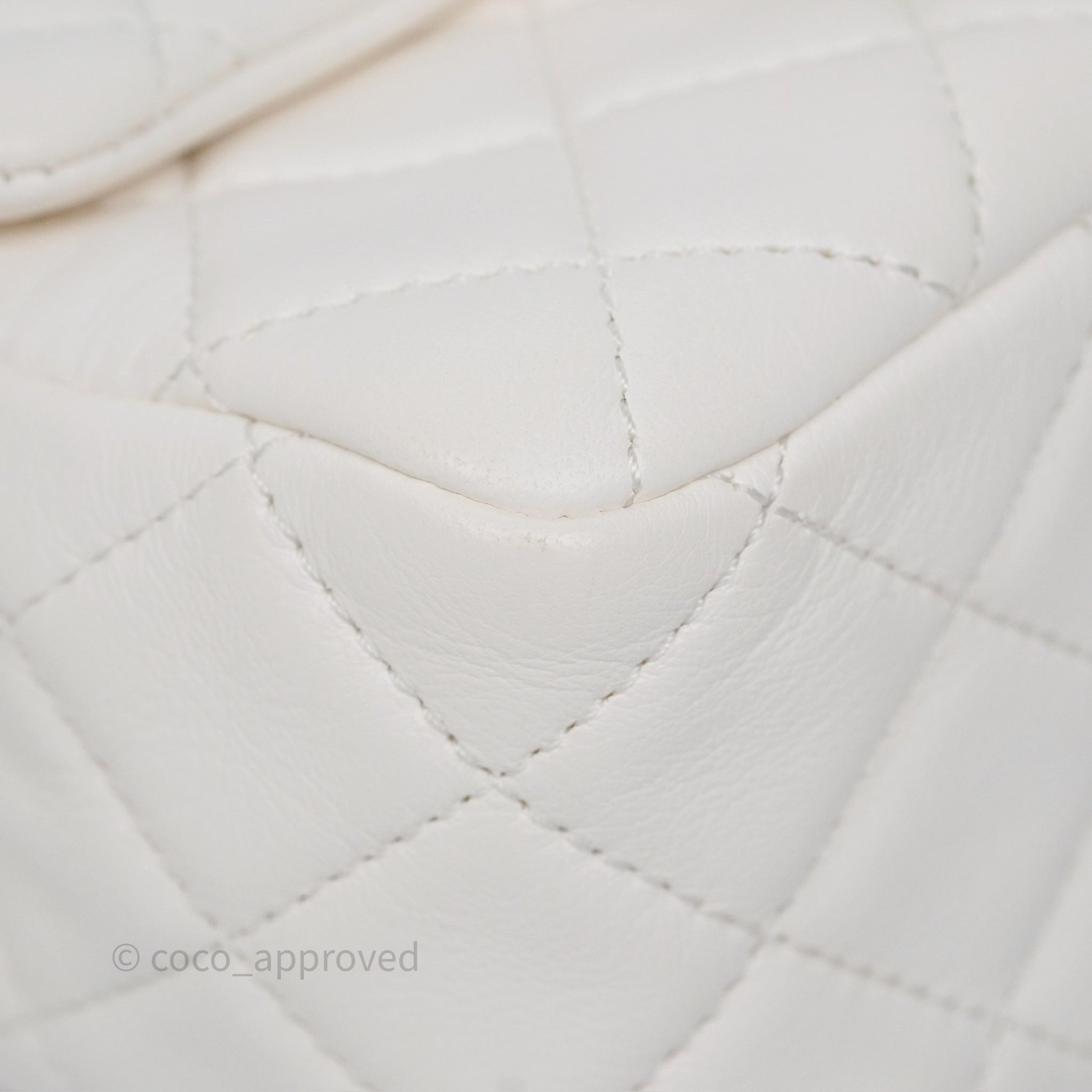 Chanel Pearl Crush Mini Square Quilted White Lambskin Aged Gold Hardware