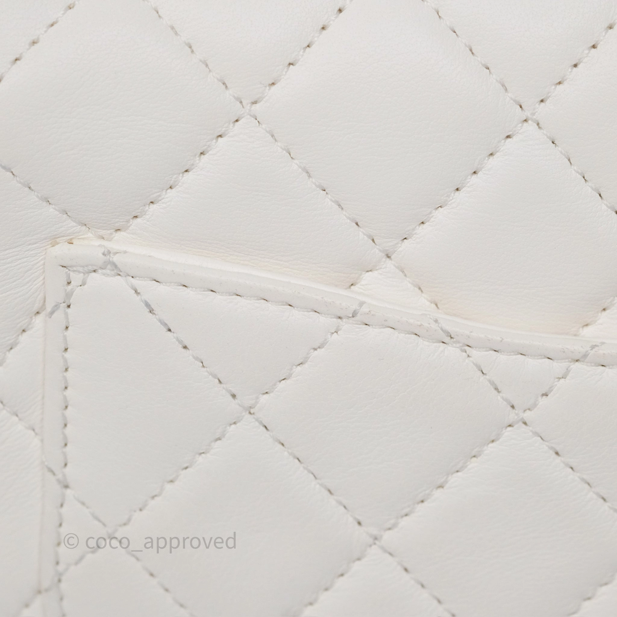 Chanel Pearl Crush Mini Square Quilted White Lambskin Aged Gold Hardware