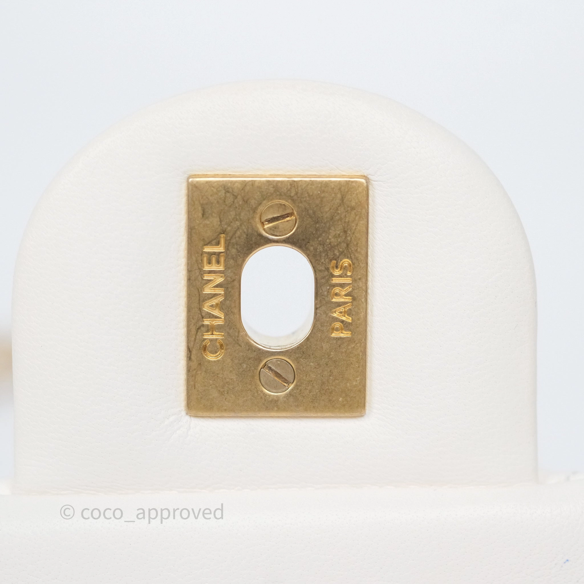 Chanel Pearl Crush Mini Square Quilted White Lambskin Aged Gold Hardware