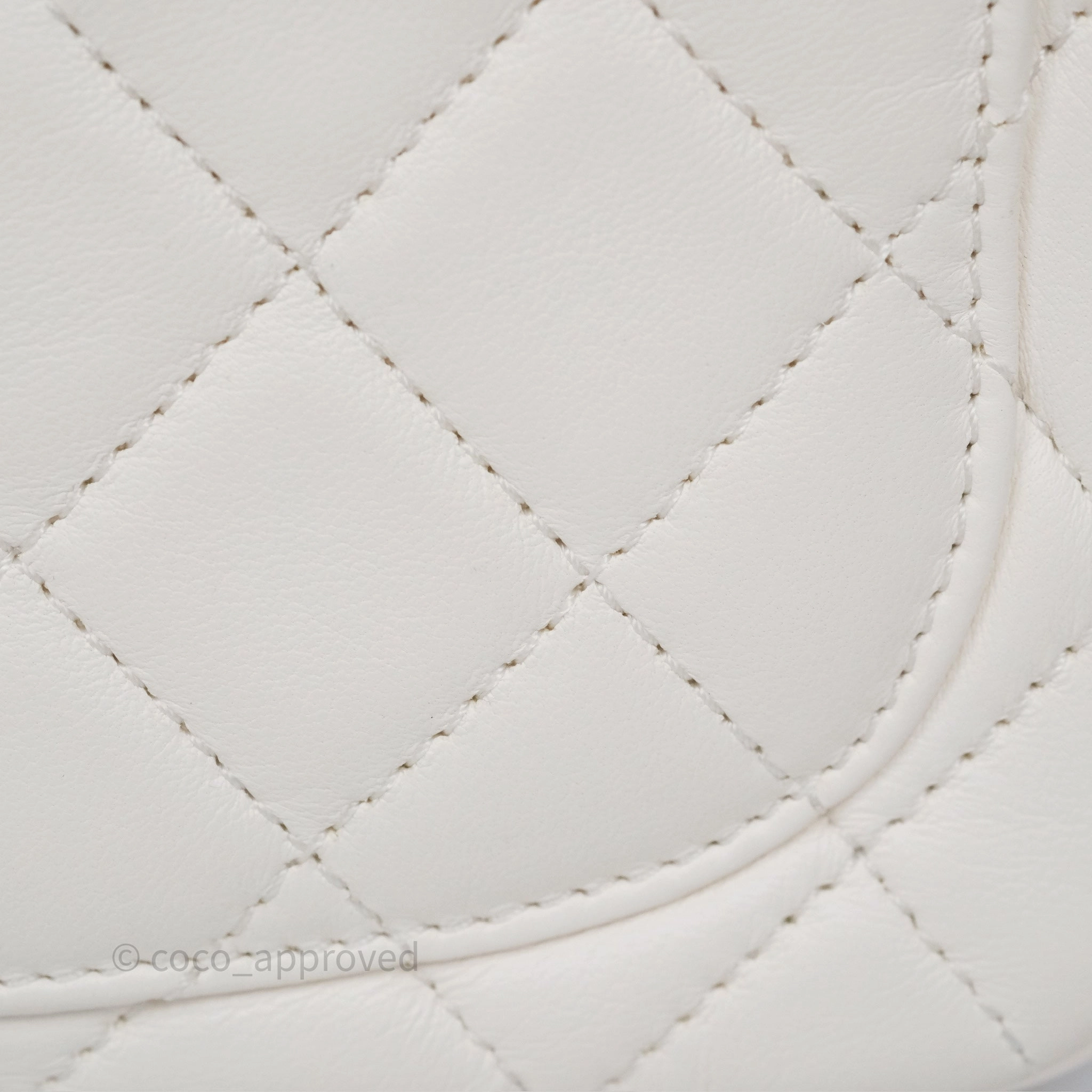 Chanel Pearl Crush Mini Square Quilted White Lambskin Aged Gold Hardware