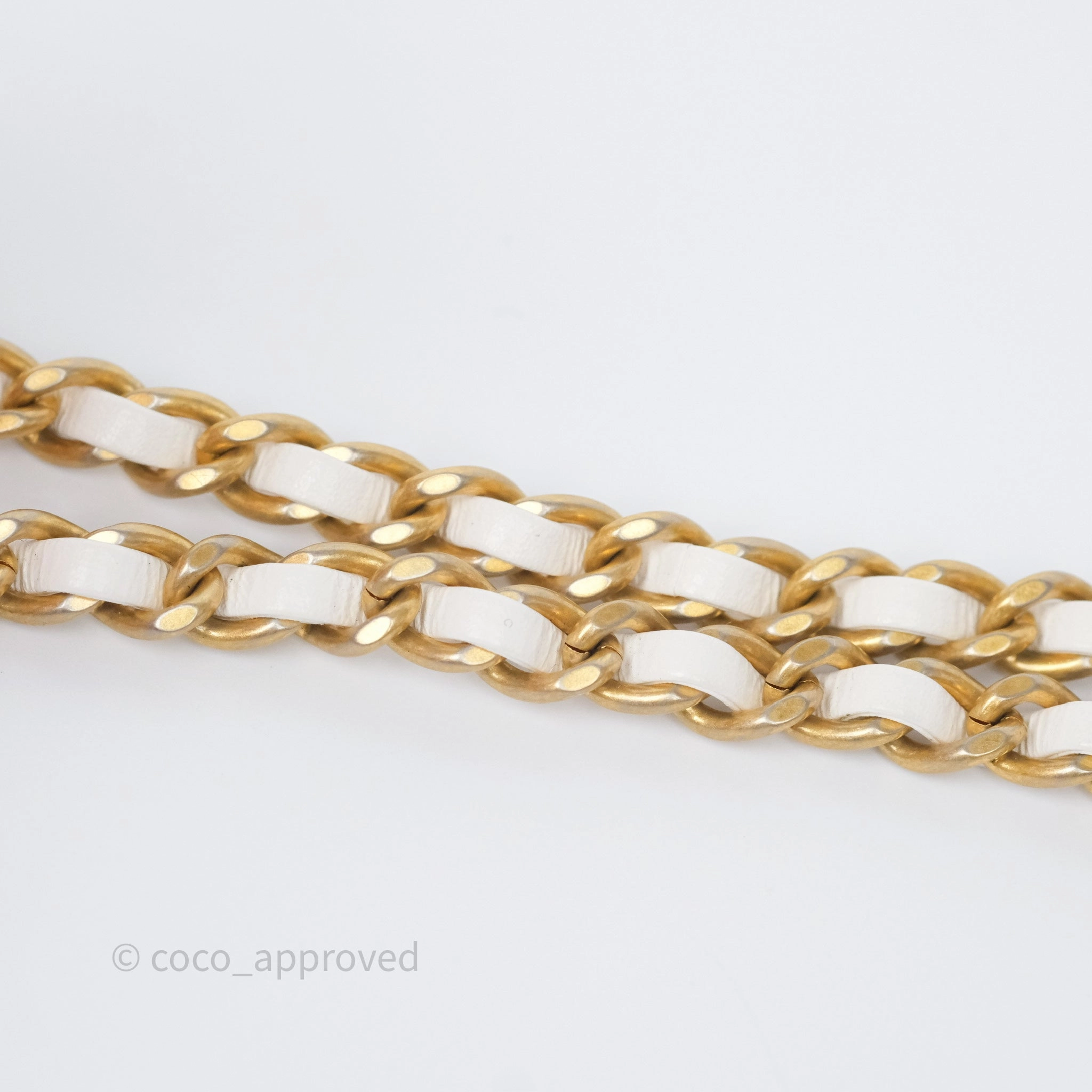 Chanel Pearl Crush Mini Square Quilted White Lambskin Aged Gold Hardware