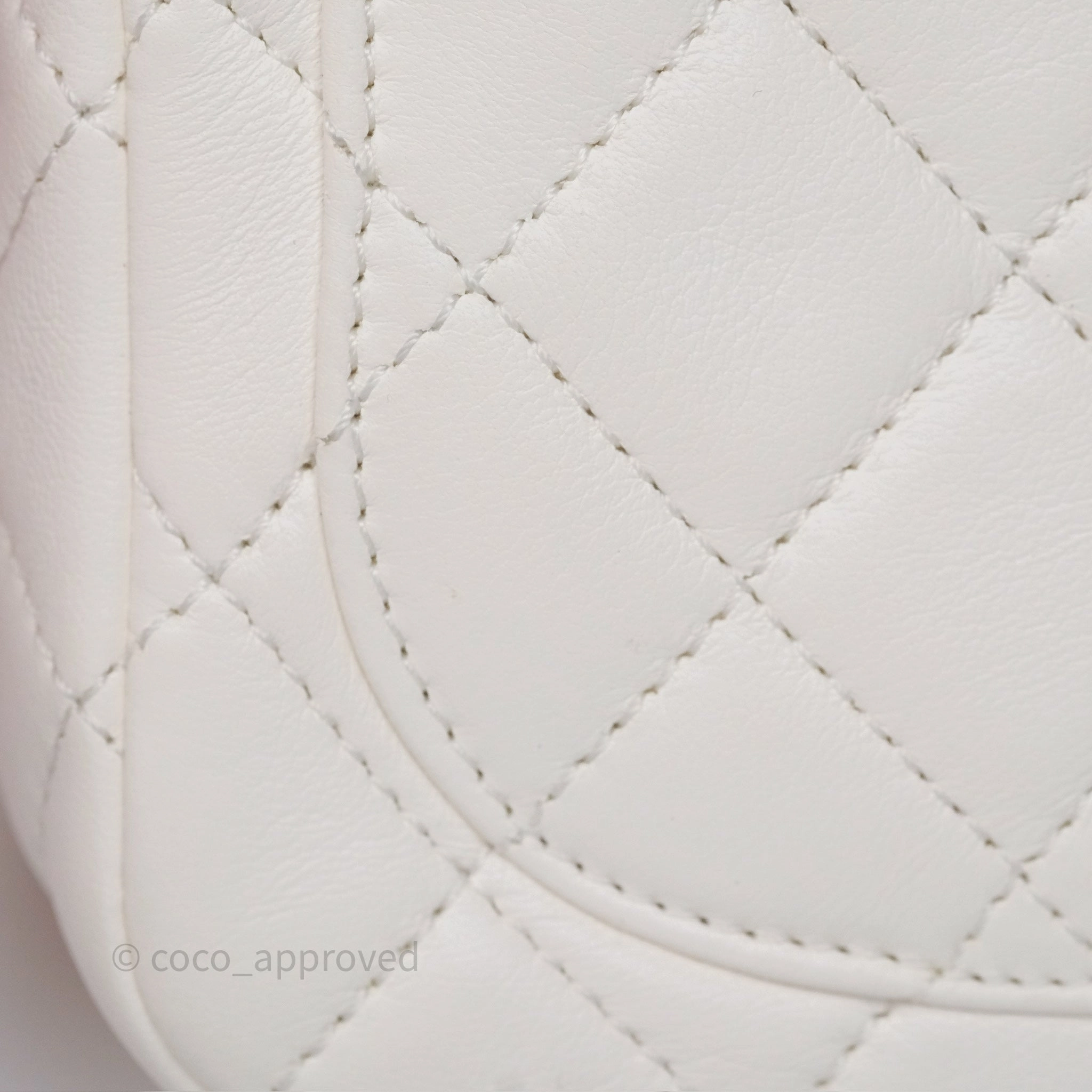 Chanel Pearl Crush Mini Square Quilted White Lambskin Aged Gold Hardware