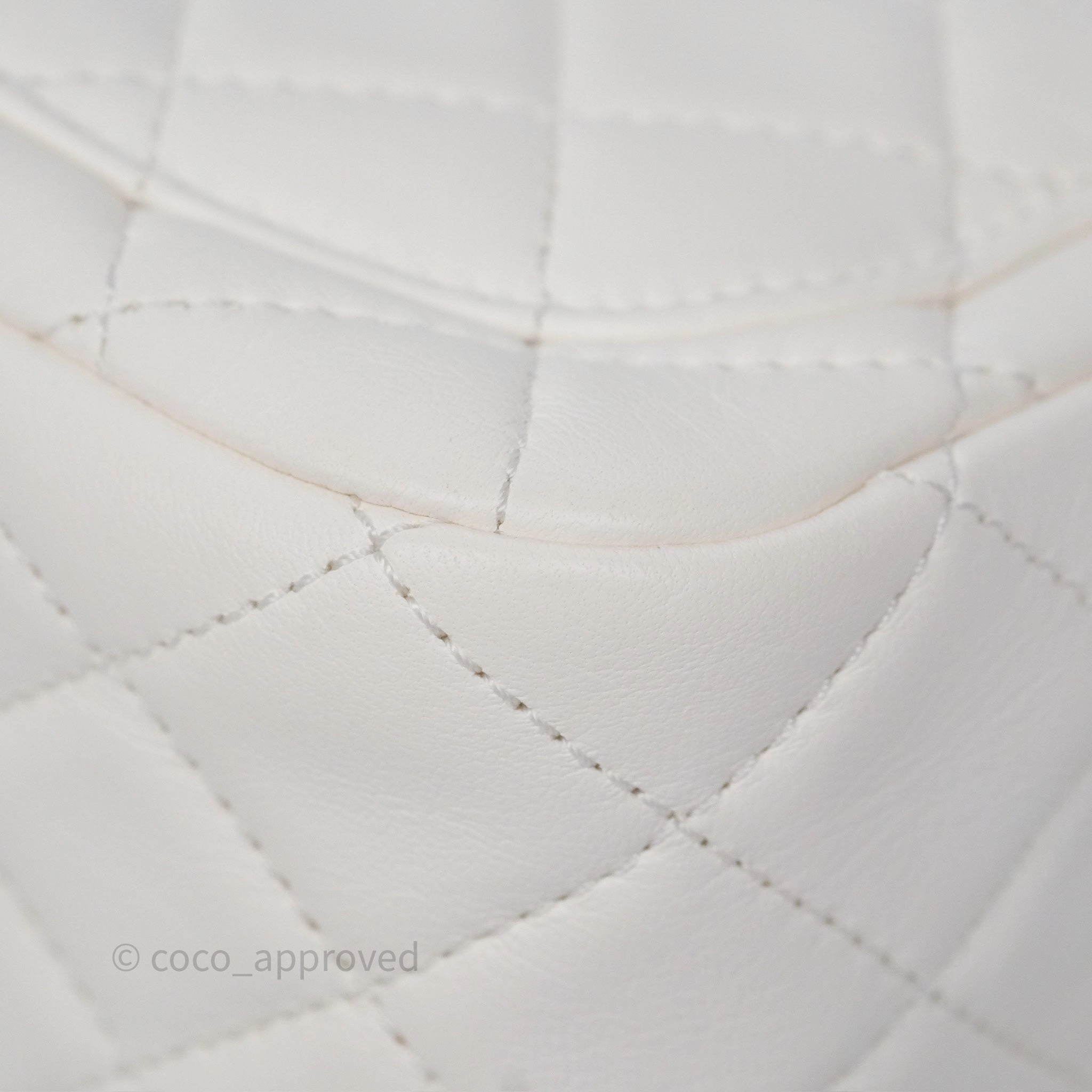 Chanel Pearl Crush Mini Square Quilted White Lambskin Aged Gold Hardware