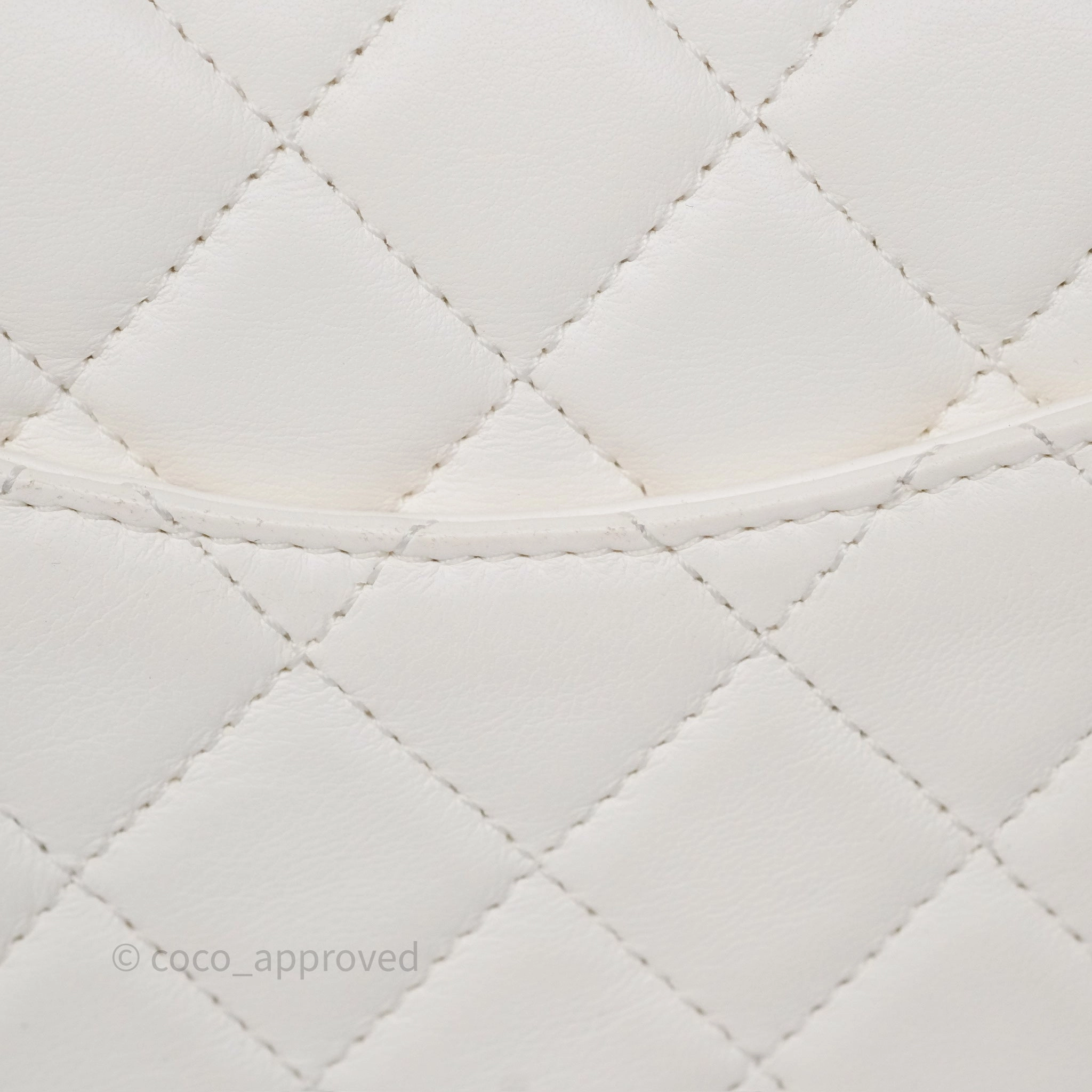 Chanel Pearl Crush Mini Square Quilted White Lambskin Aged Gold Hardware