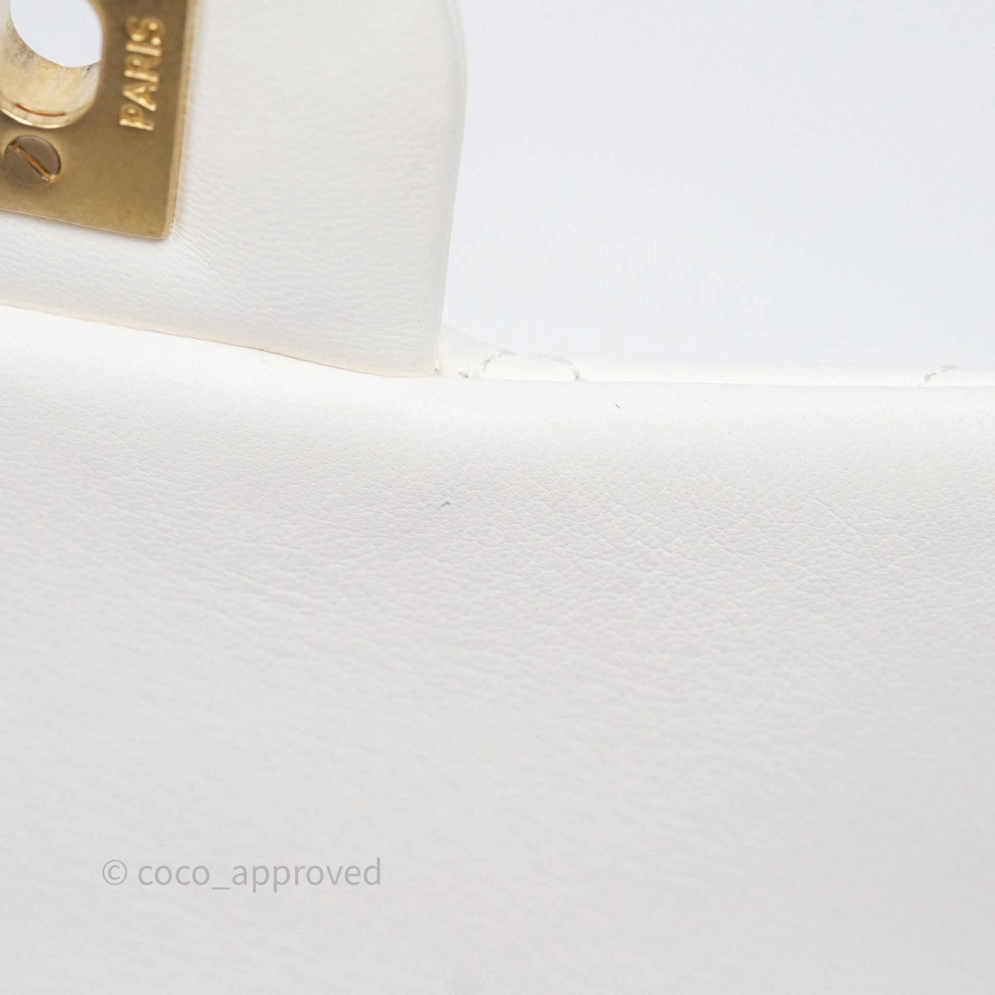 Chanel Pearl Crush Mini Square Quilted White Lambskin Aged Gold Hardware
