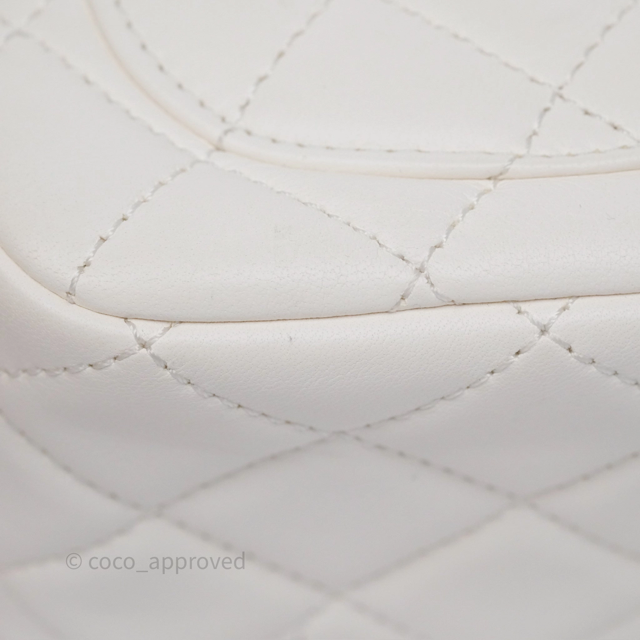 Chanel Pearl Crush Mini Square Quilted White Lambskin Aged Gold Hardware