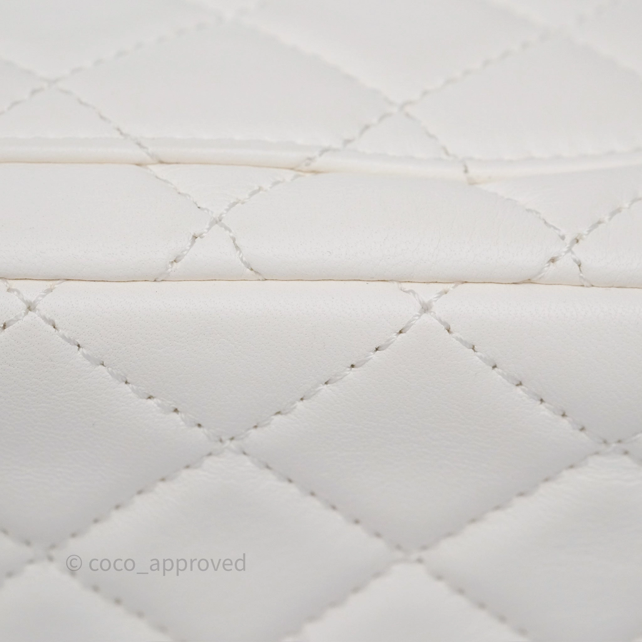Chanel Pearl Crush Mini Square Quilted White Lambskin Aged Gold Hardware