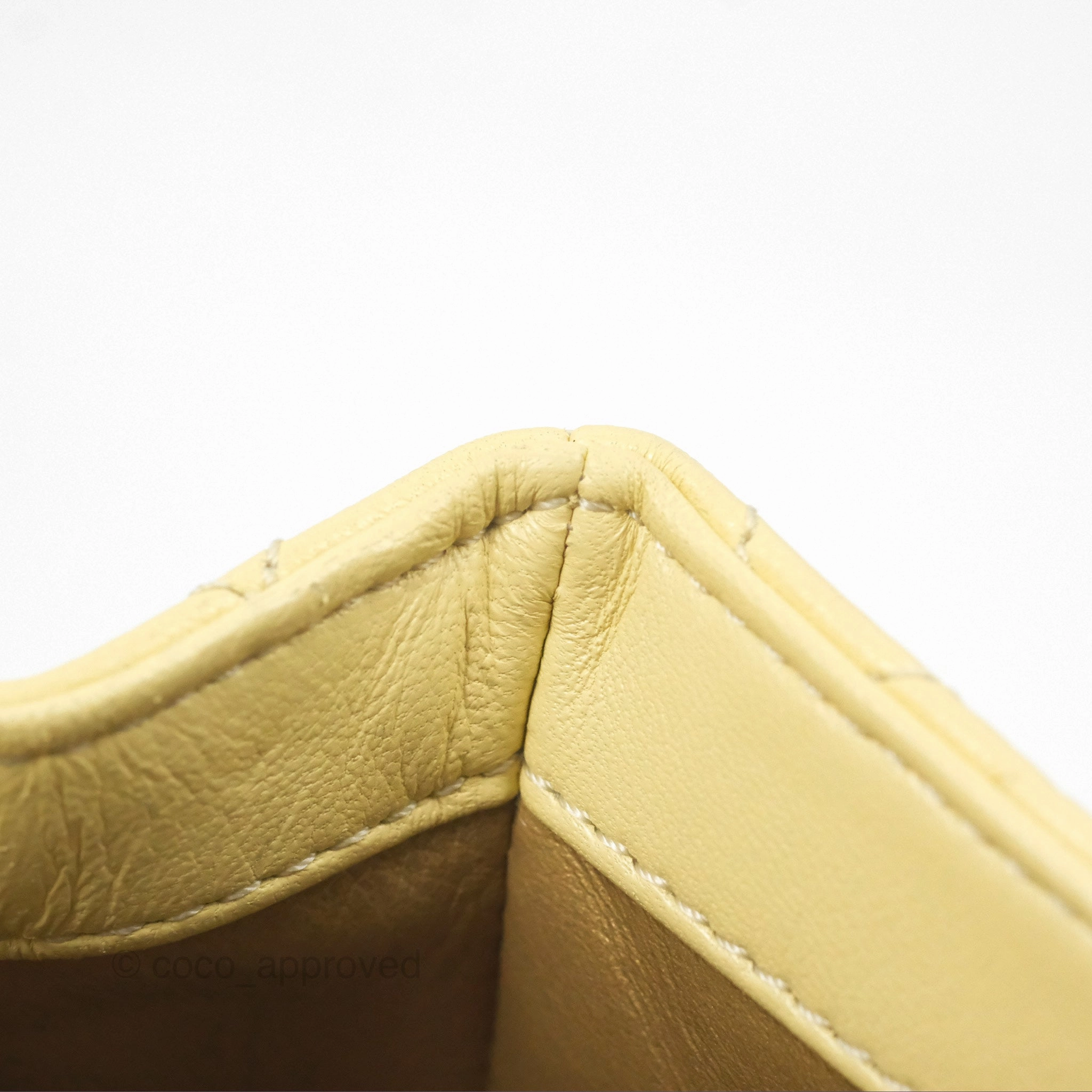 Chanel Pearl Crush Mini Square Quilted Yellow Lambskin Aged Gold Hardware