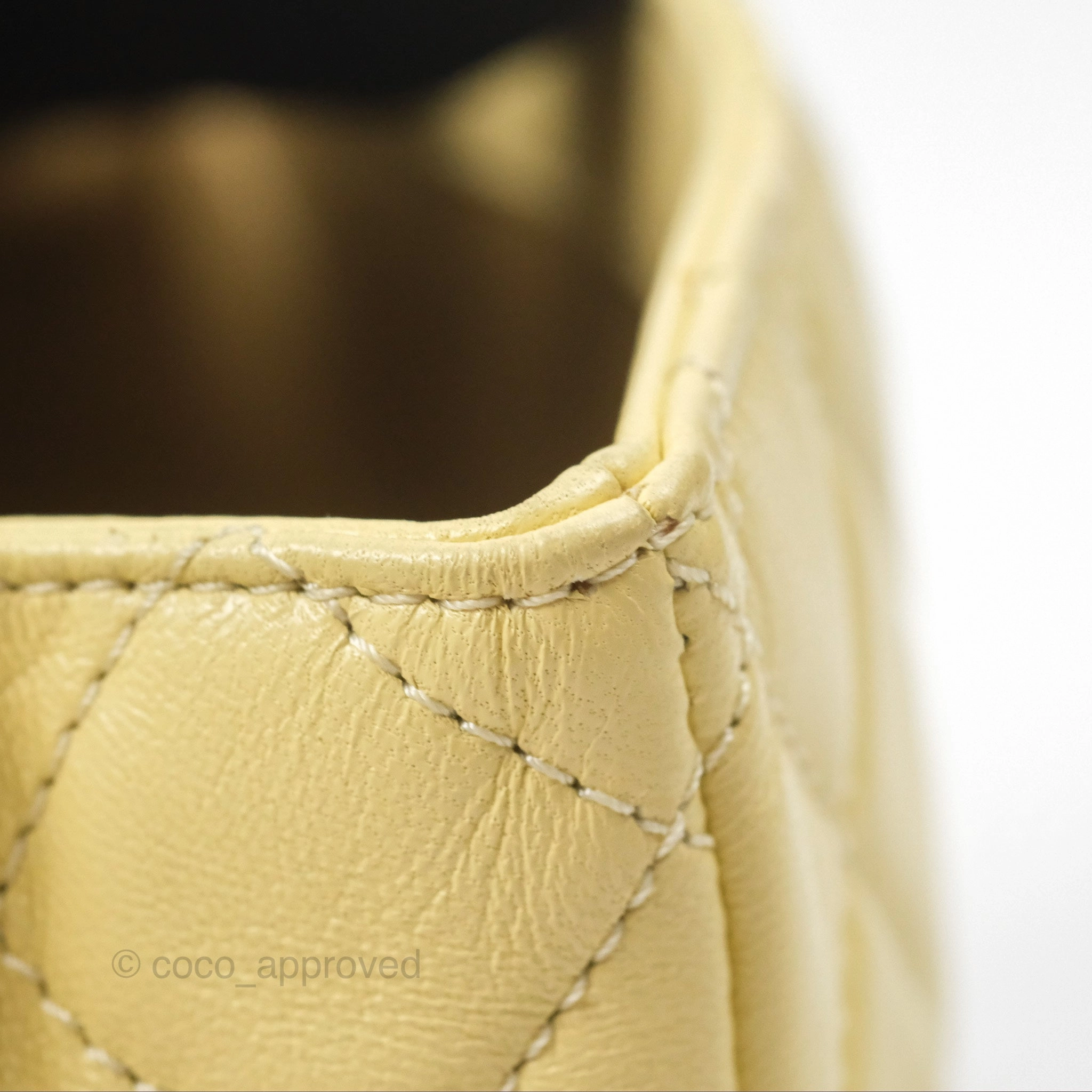 Chanel Pearl Crush Mini Square Quilted Yellow Lambskin Aged Gold Hardware