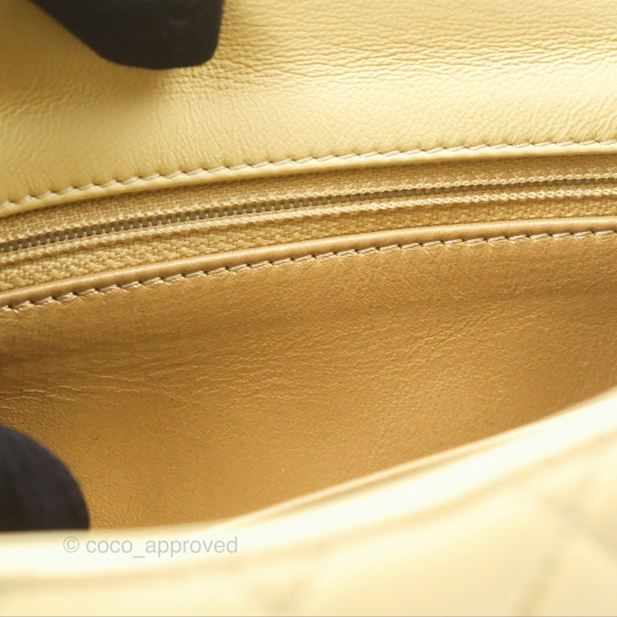 Chanel Pearl Crush Mini Square Quilted Yellow Lambskin Aged Gold Hardware