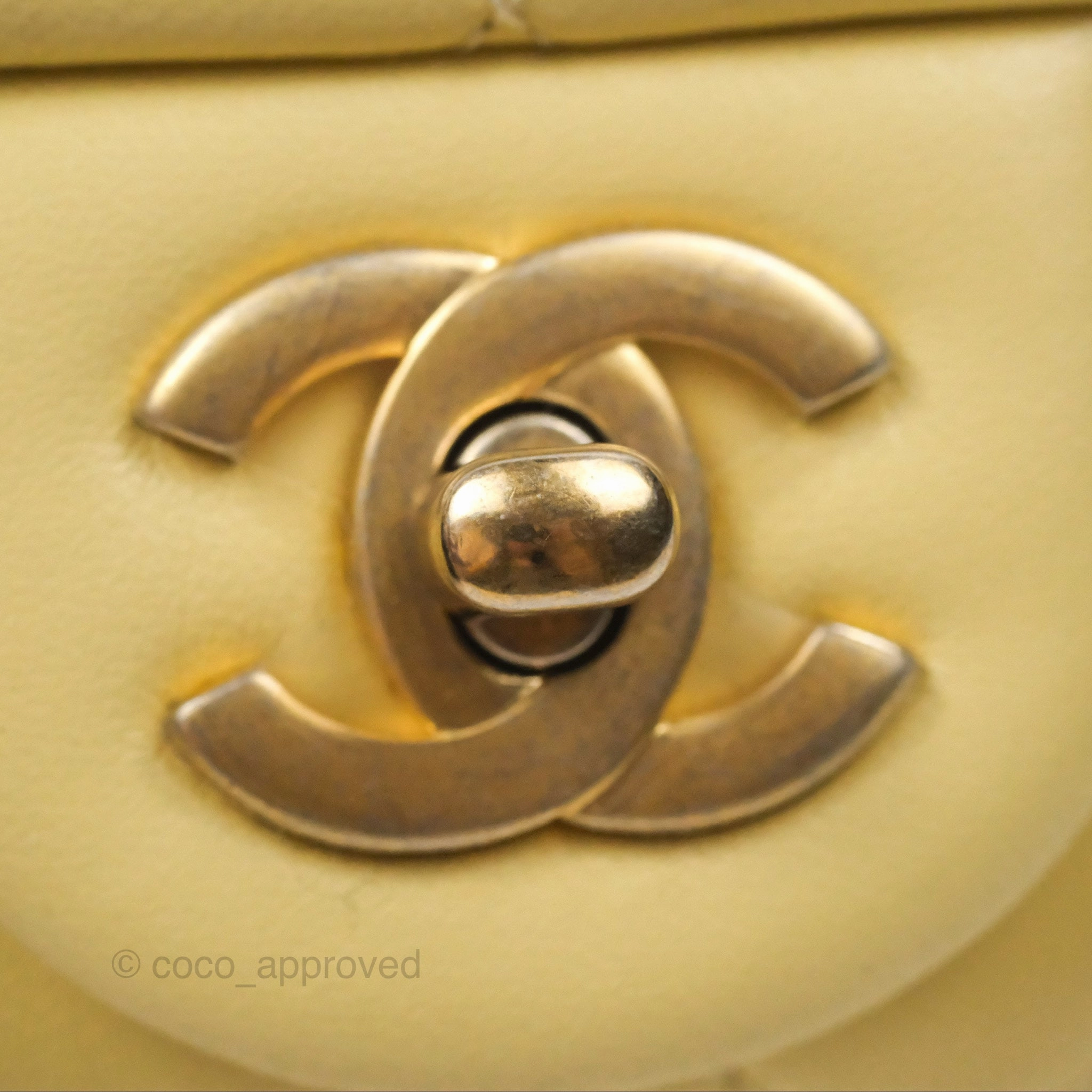 Chanel Pearl Crush Mini Square Quilted Yellow Lambskin Aged Gold Hardware