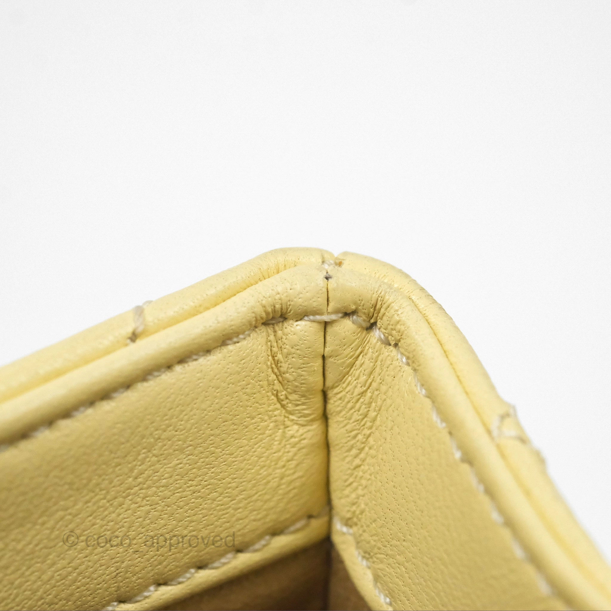 Chanel Pearl Crush Mini Square Quilted Yellow Lambskin Aged Gold Hardware